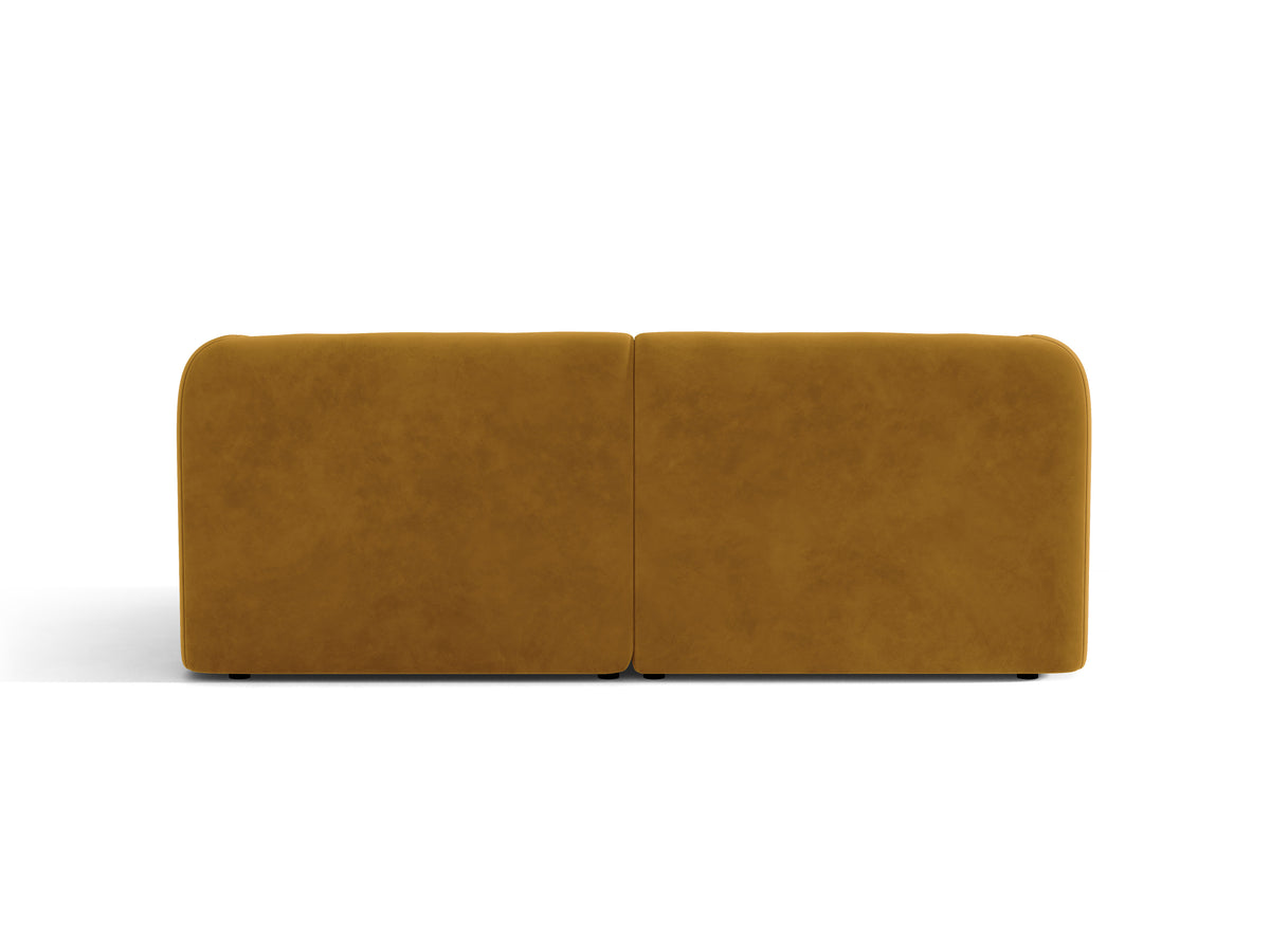 Sofa aksamitna 2-osobowa MILEY żółty do salonu – Micadoni