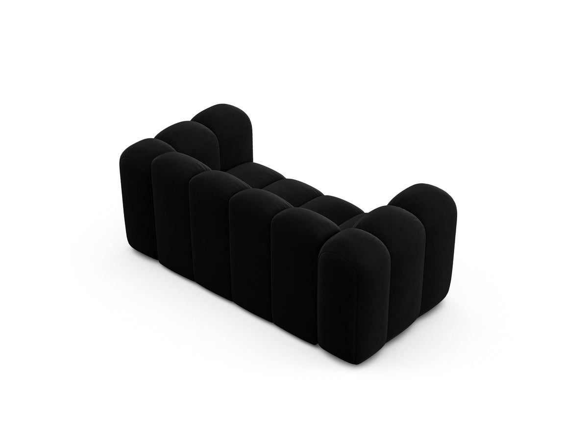 Sofa aksamitna 2-osobowa LUPINE czarny – szenil