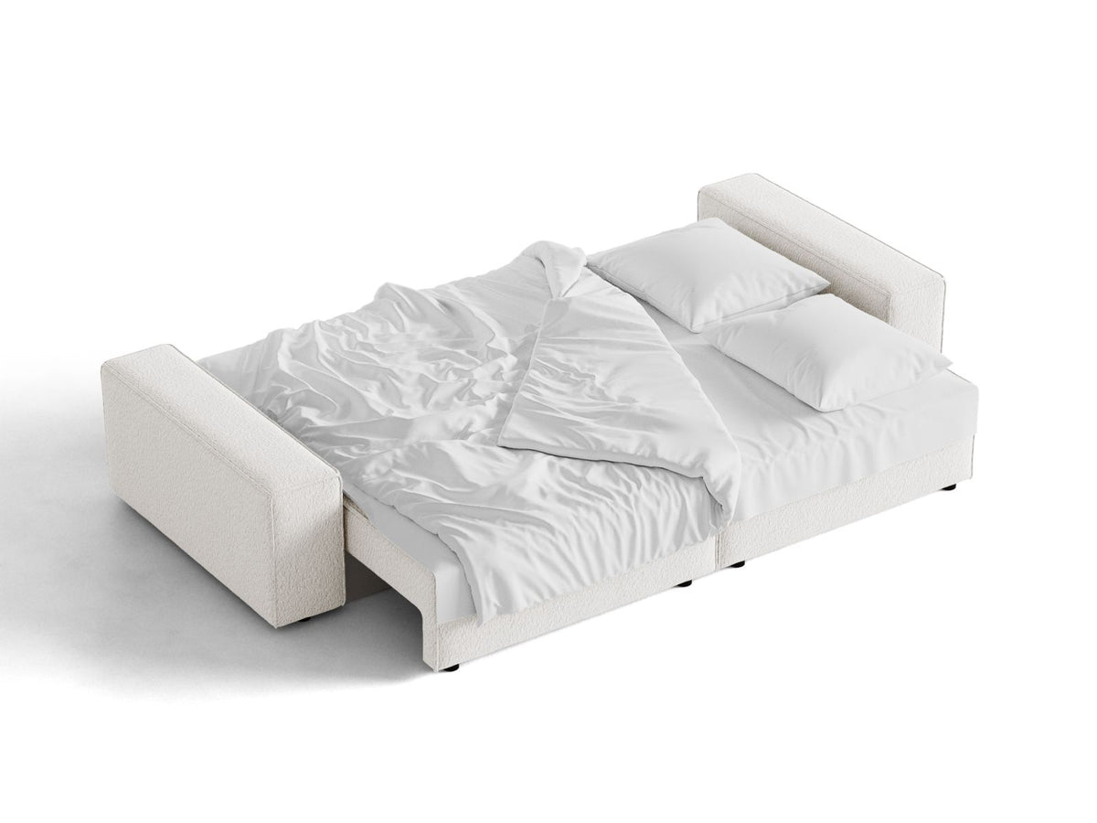 Sofa 3-osobowa z funkcją spania JODIE biały boucle – ujęcie 2