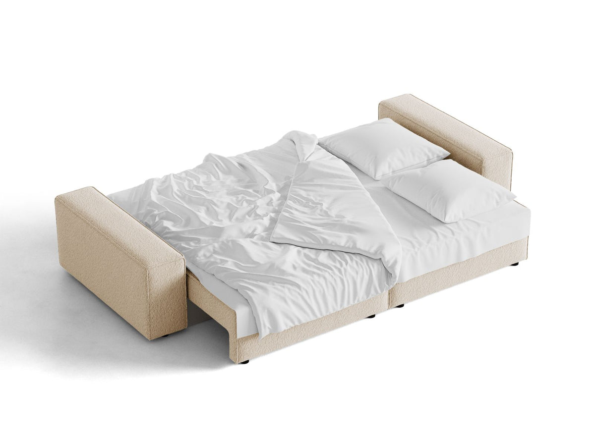 Sofa 3-osobowa z funkcją spania JODIE beżowy boucle – ujęcie 2