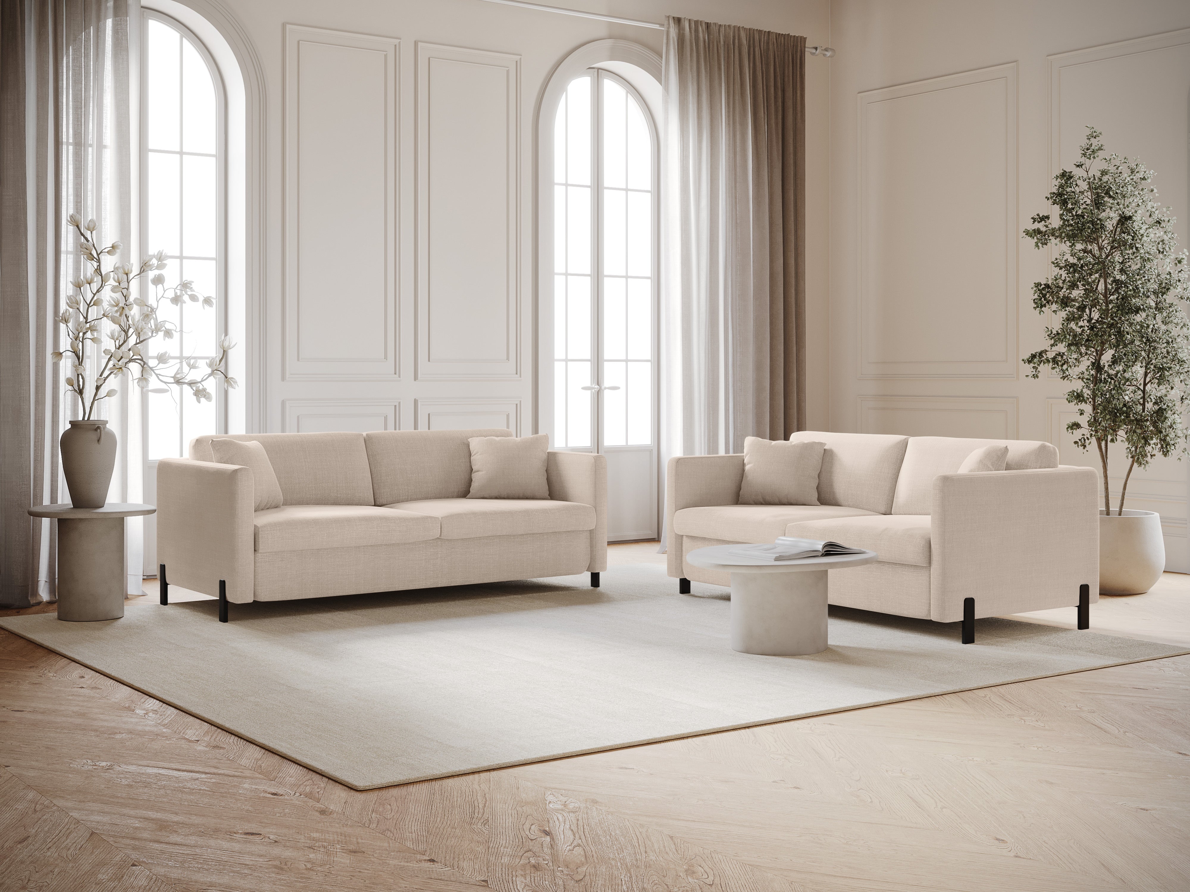 Sofa 3-zits met slaapfunctie GLORIA beige chenille