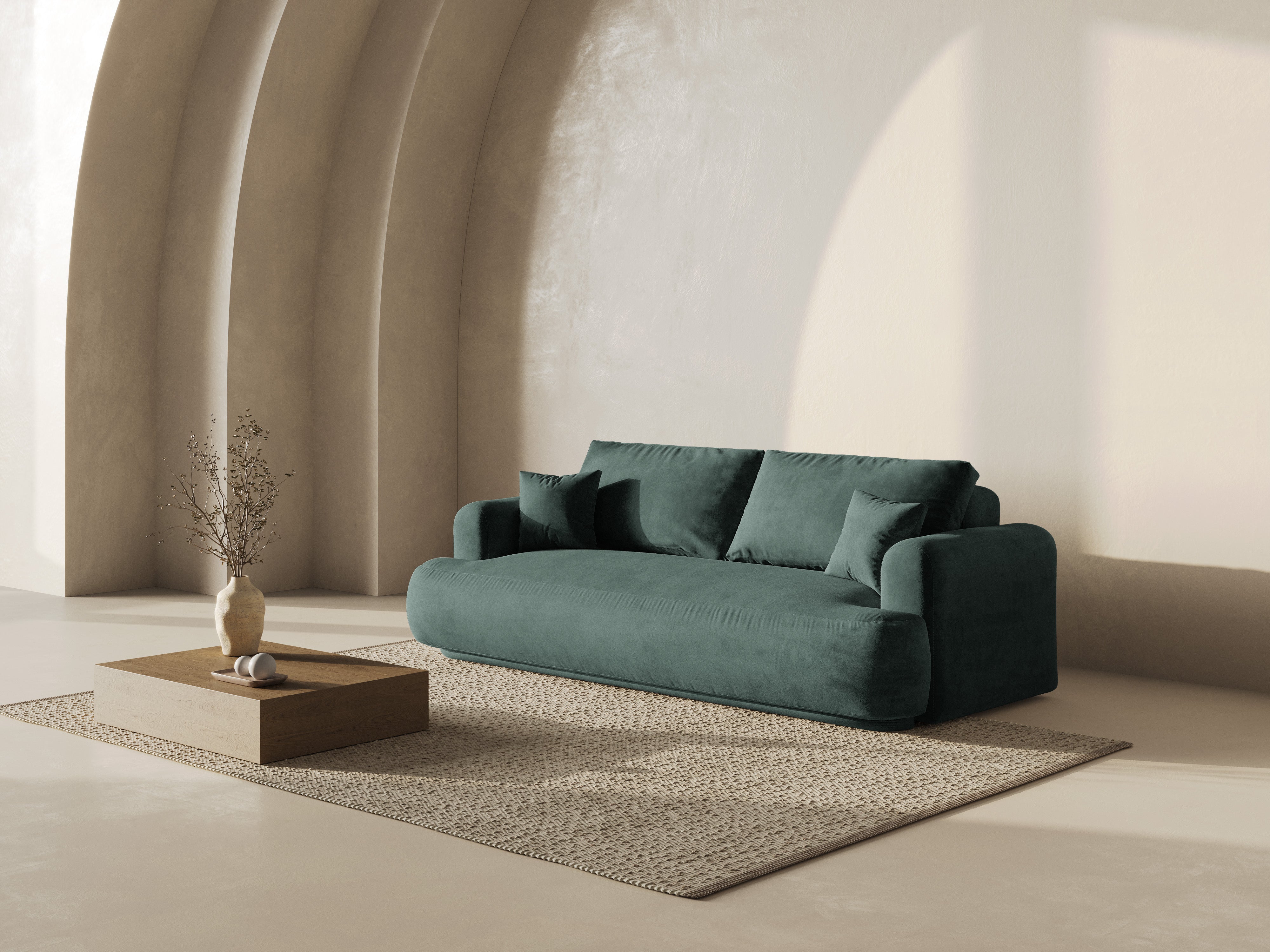 Velvet sofa with Ella Petrol sleeping function