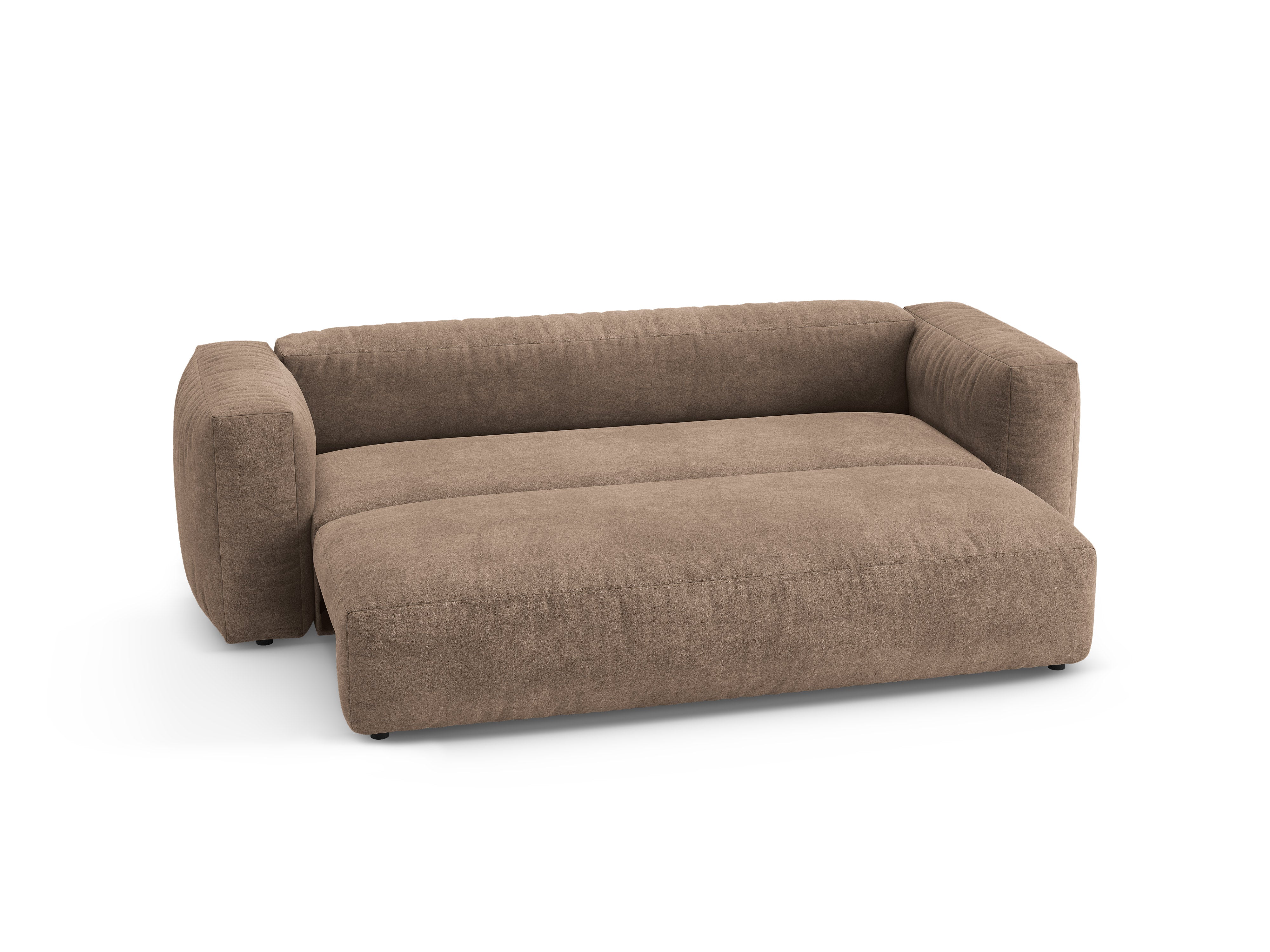 Sofa van fluweel 3-zits met slaapfunctie MARTINA donkerbeige