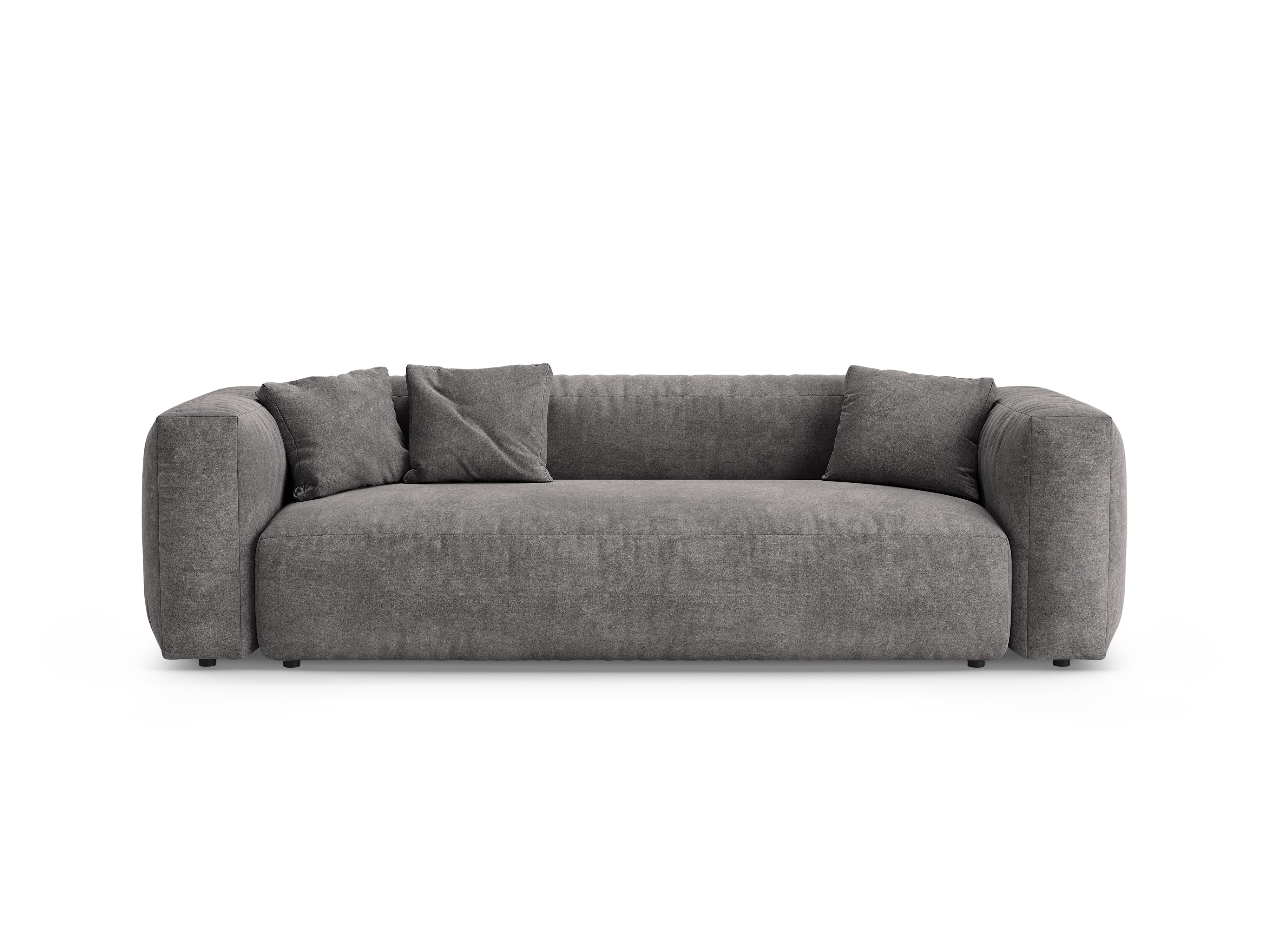Grijze 3-zits fluwelen bank met slaapfunctie MARTINA [Ewelina] [Amelia spr]