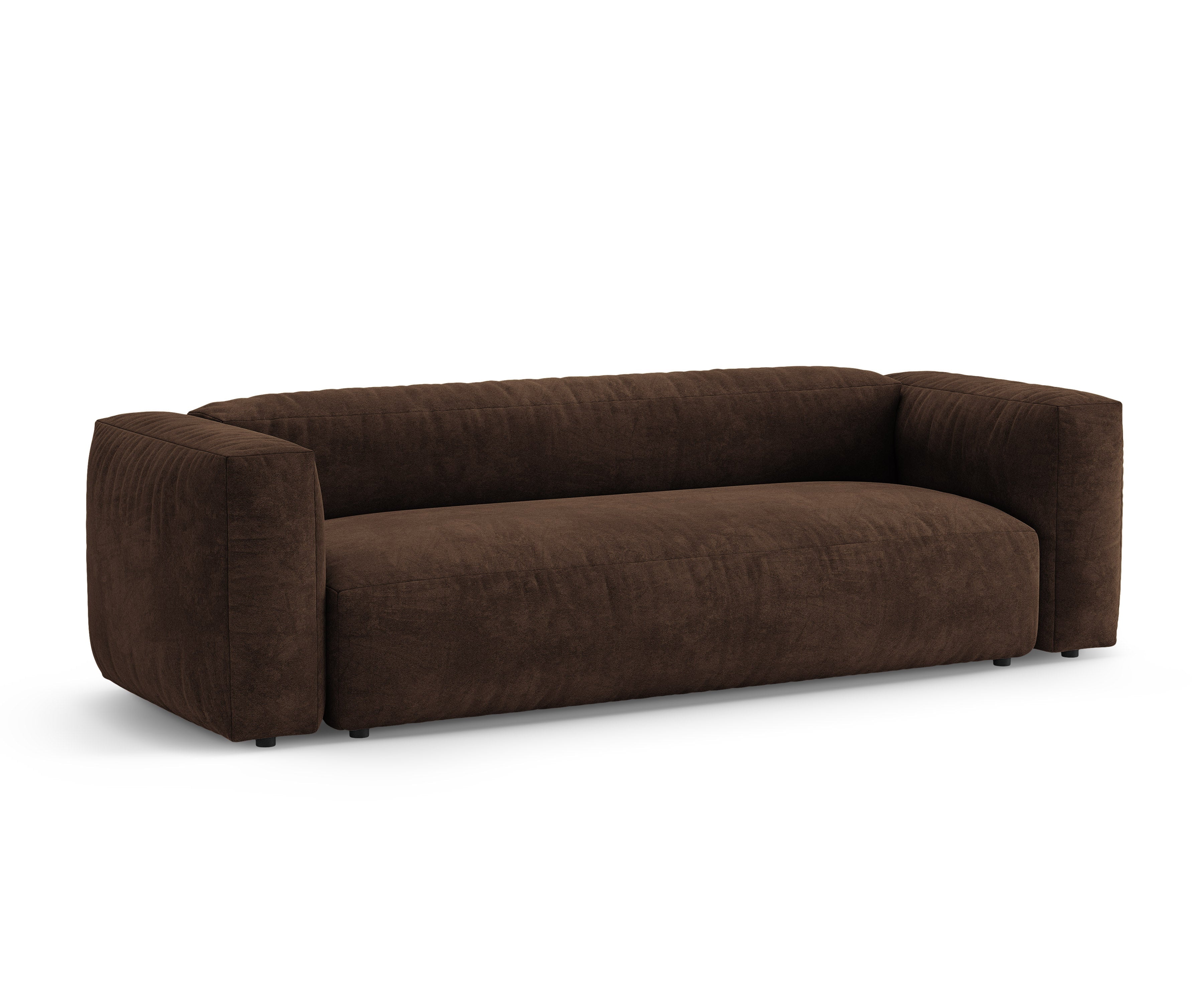 Sofa van fluweel voor 3 personen met slaapfunctie MARTINA in chocoladebruin