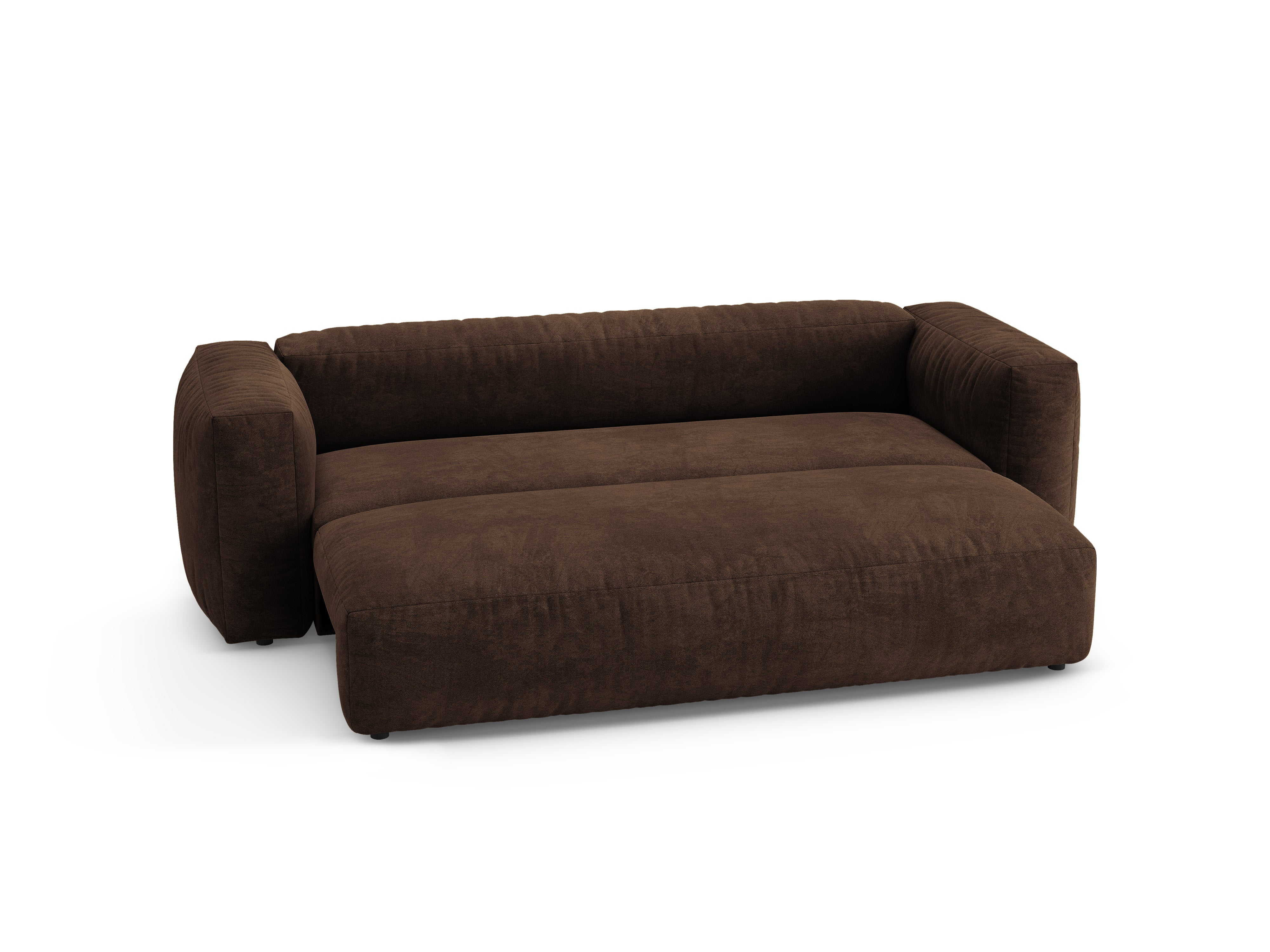 Sofa van fluweel voor 3 personen met slaapfunctie MARTINA in chocoladebruin