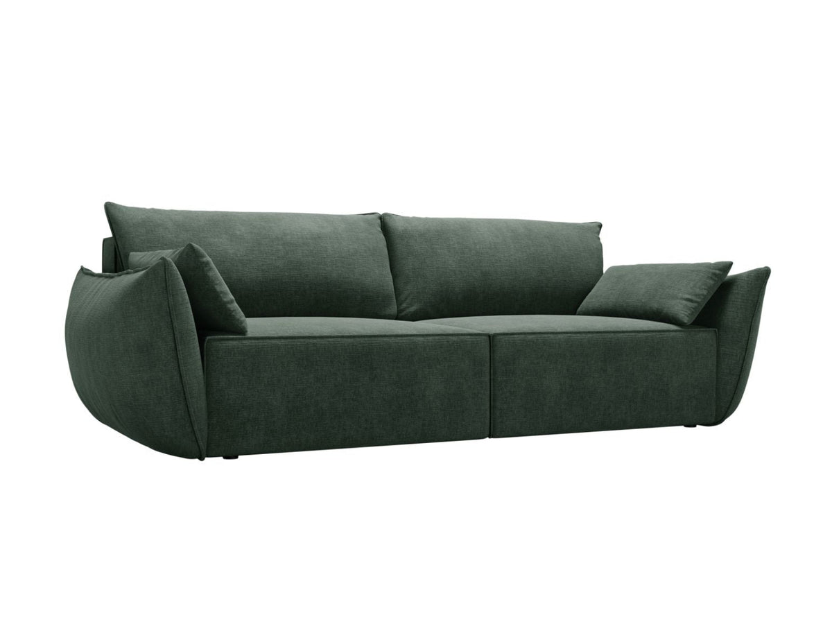 Sofa 3-osobowa z funkcją spania KAELLE butelkowa zieleń szenil Over The Horizon – ujęcie boczne