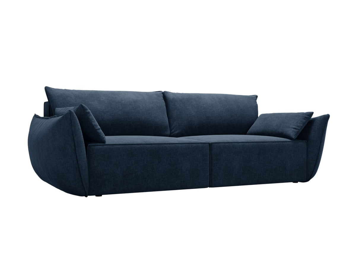 Sofa 3-osobowa z funkcją spania KAELLE kobaltowy szenil Over The Horizon – ujęcie boczne