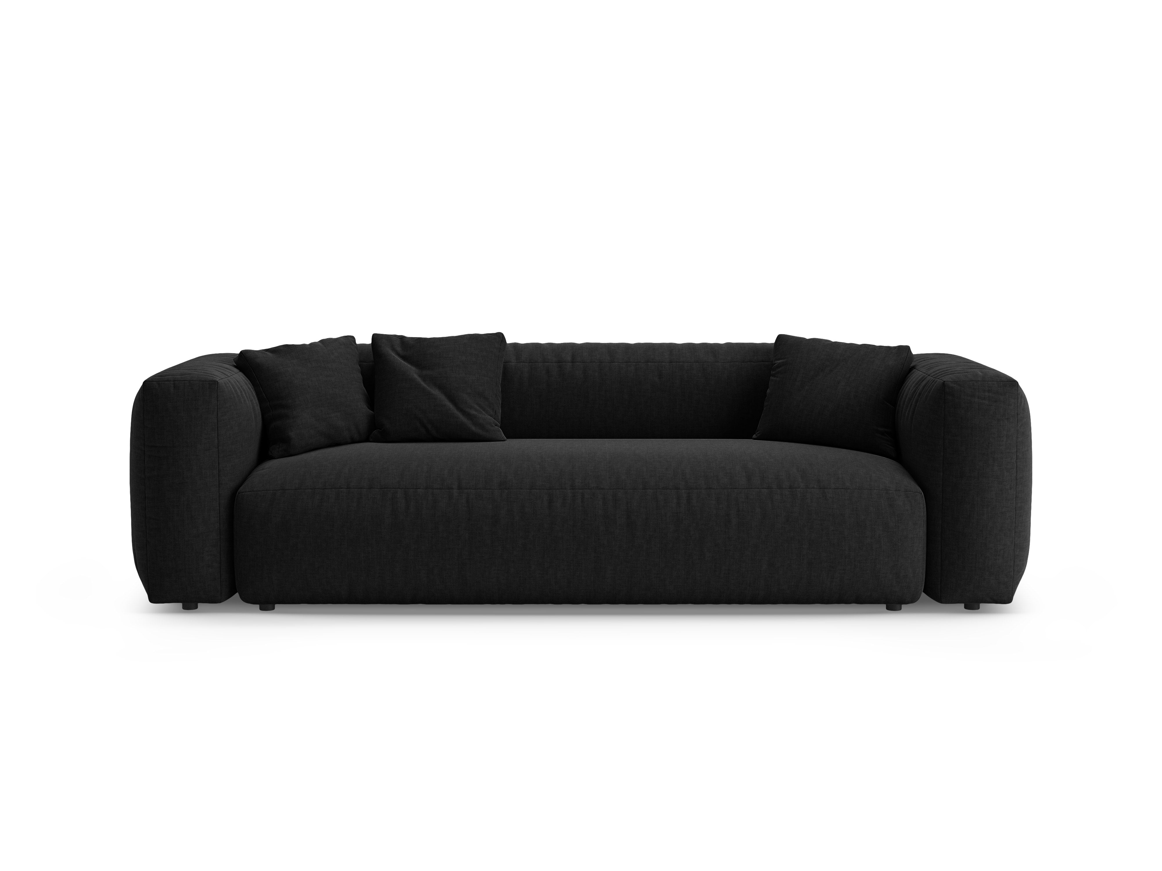 Sofa 3-Sitzer mit Schlaffunktion MARTINA schwarz