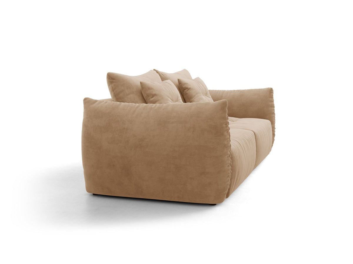 Sofa aksamitna 3-osobowa z funkcją spania BLOOM piaskowy – ujęcie 3