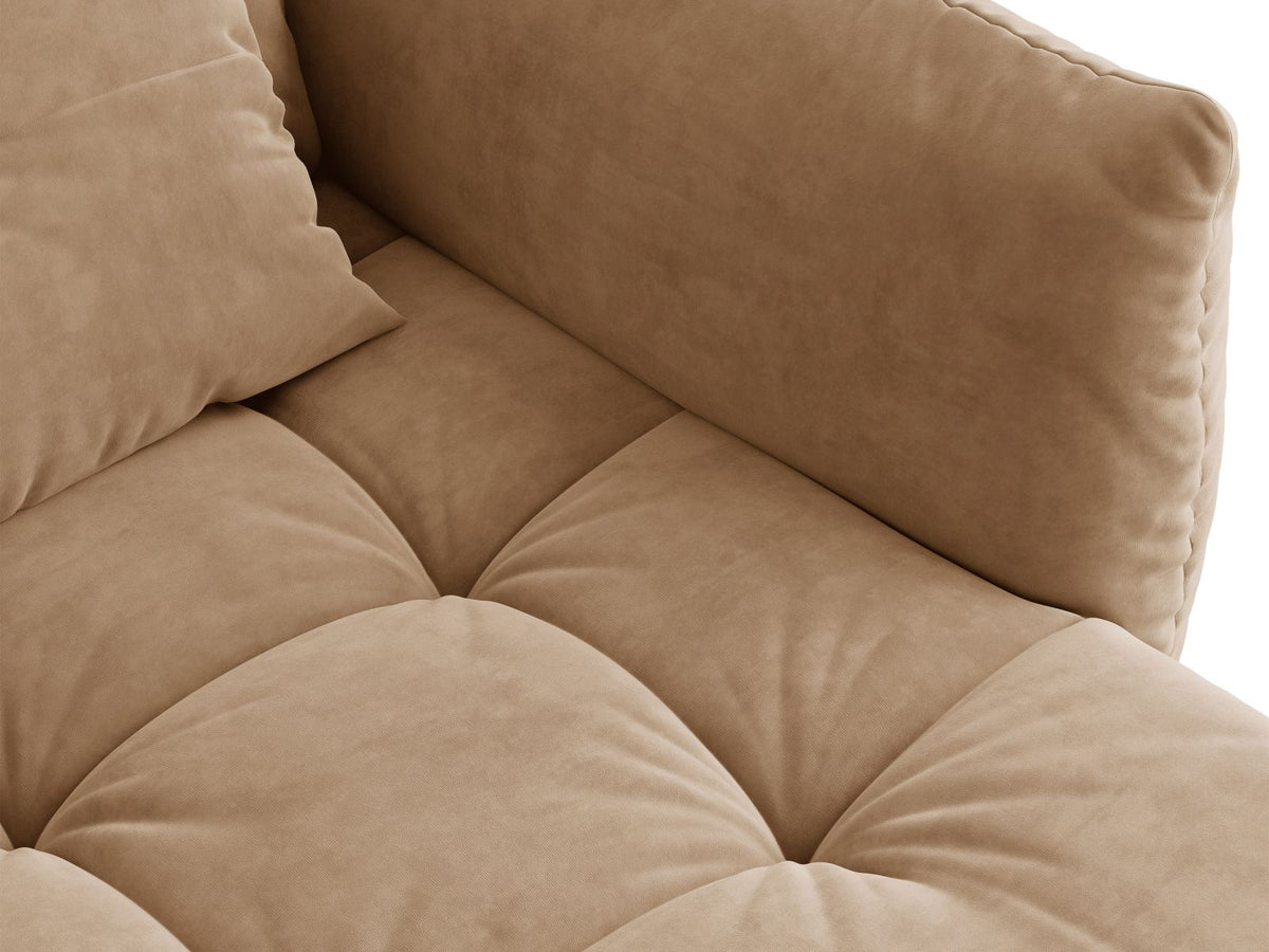 Sofa aksamitna 3-osobowa z funkcją spania BLOOM piaskowy – ujęcie 8