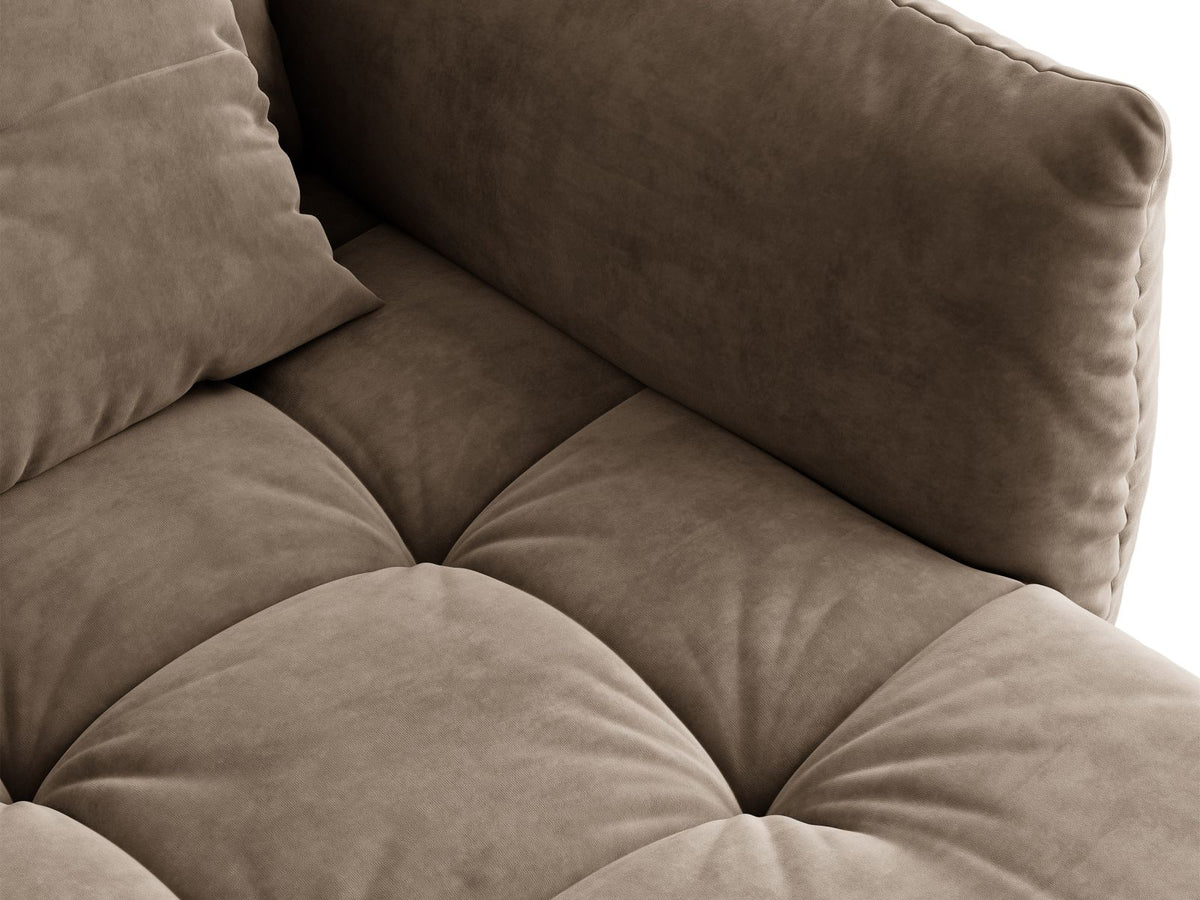 Sofa aksamitna 3-osobowa z funkcją spania BLOOM jasnobrązowy – ujęcie 8