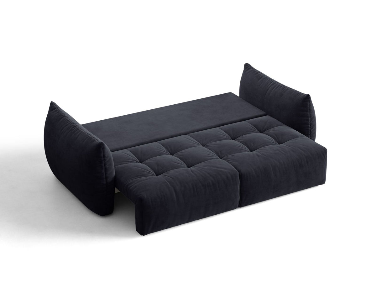 Sofa aksamitna 3-osobowa z funkcją spania BLOOM pastelowy niebieski – ujęcie 6