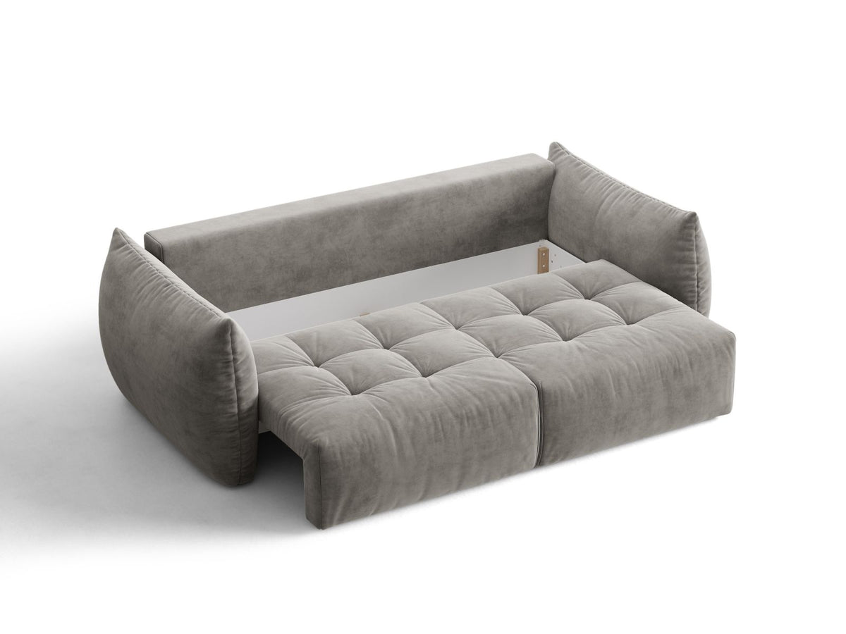 Sofa aksamitna 3-osobowa z funkcją spania BLOOM szary – ujęcie 5