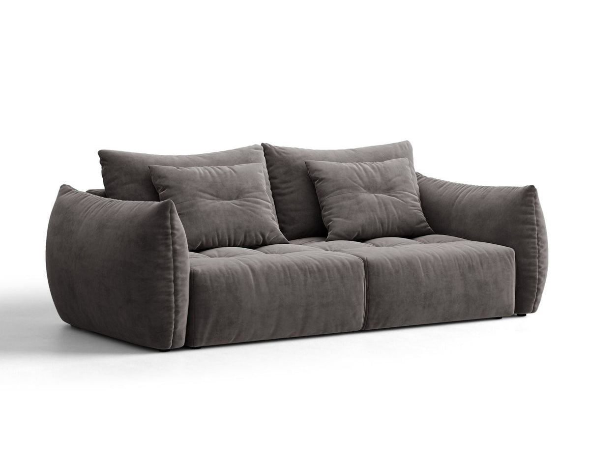 Sofa aksamitna 3-osobowa z funkcją spania BLOOM ciemnoszary – ujęcie 2