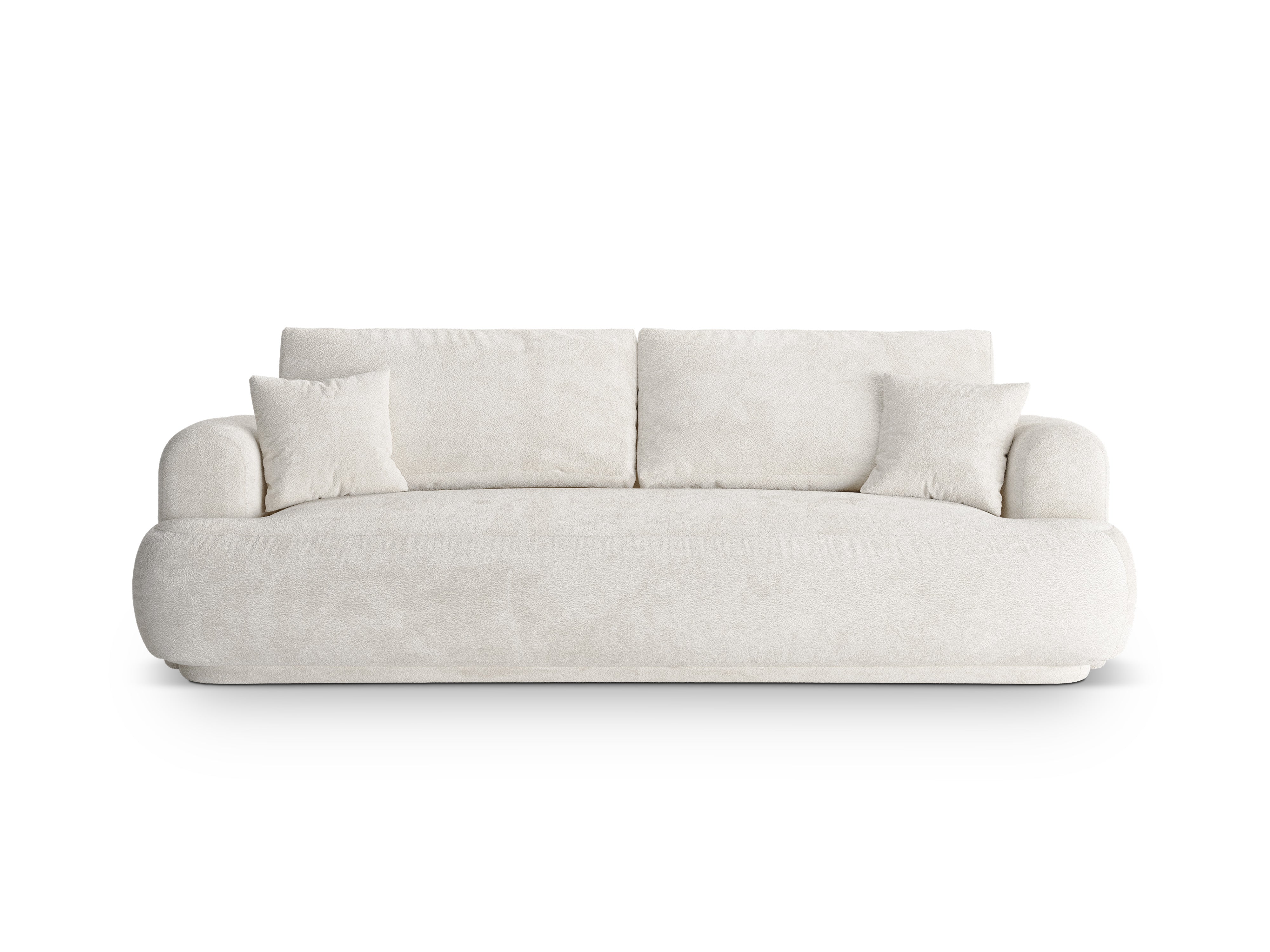 Sofa met slaapfunctie ELLA lichtbeige boucle