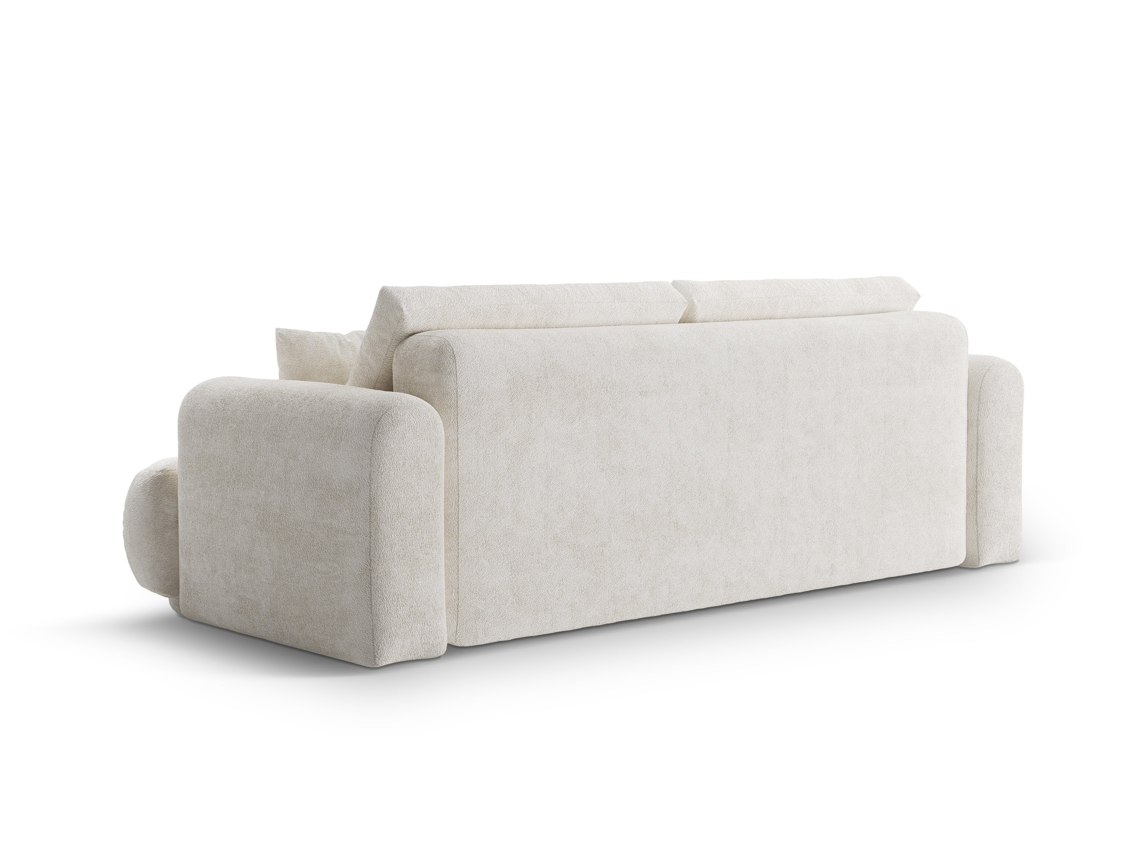 Sofa met slaapfunctie ELLA lichtbeige boucle