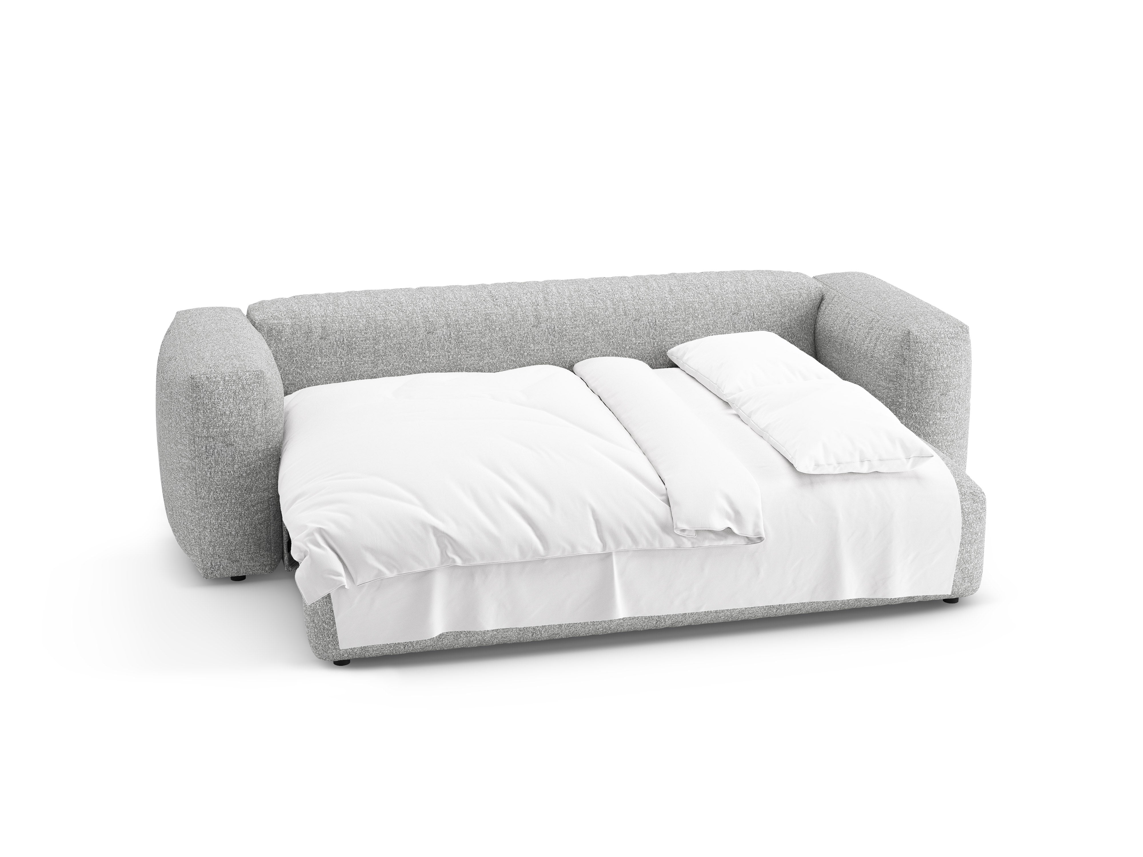 3-Seater Sofa with Sleeping Function MARTINA Silver Boucle
