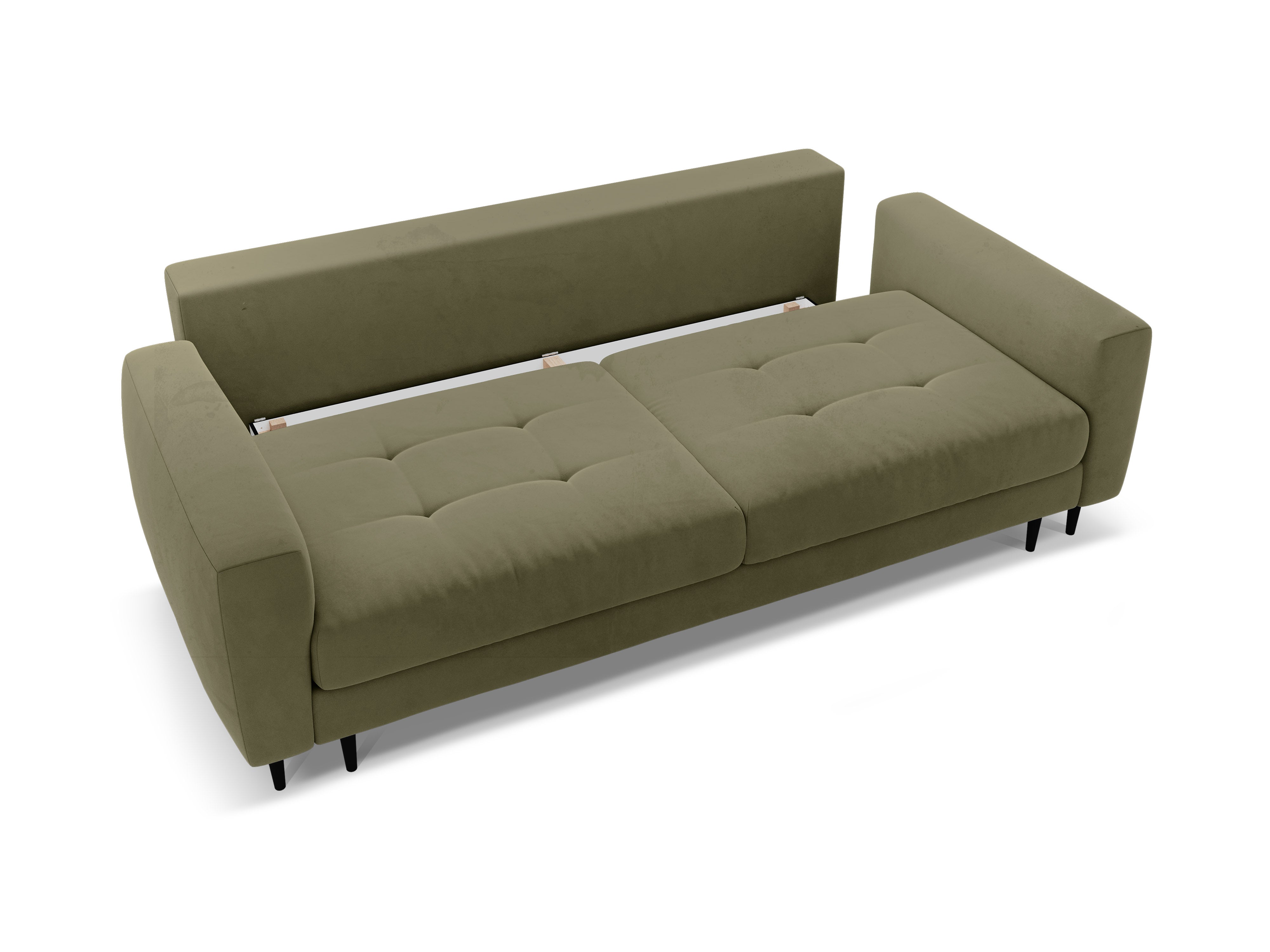 Sofa aus Samt für 3 Personen mit Schlaf-Funktion BEMY olivgrün