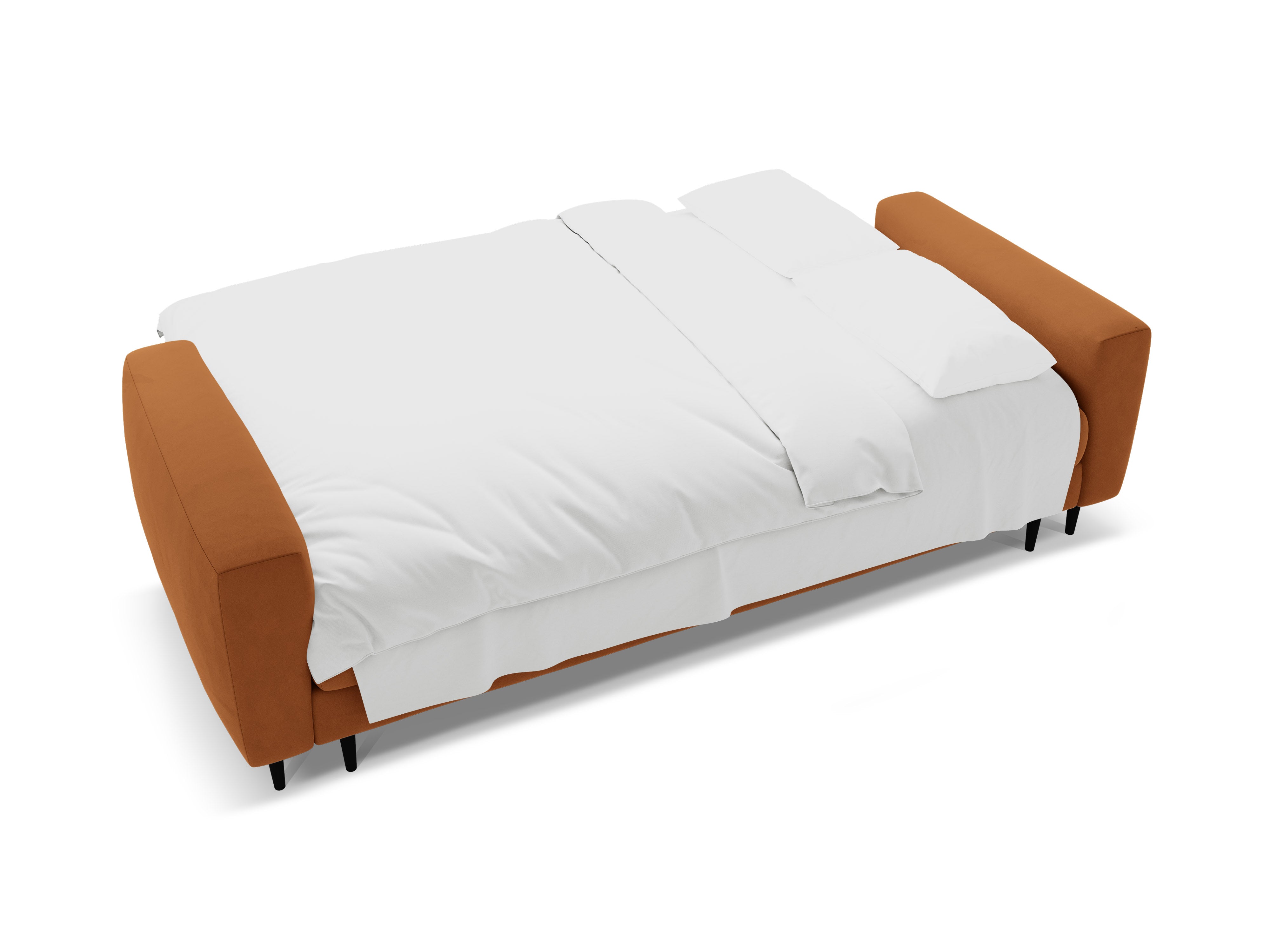 Velvet 3-Seater Sofa with Sleeping Function BEMY Terracotta