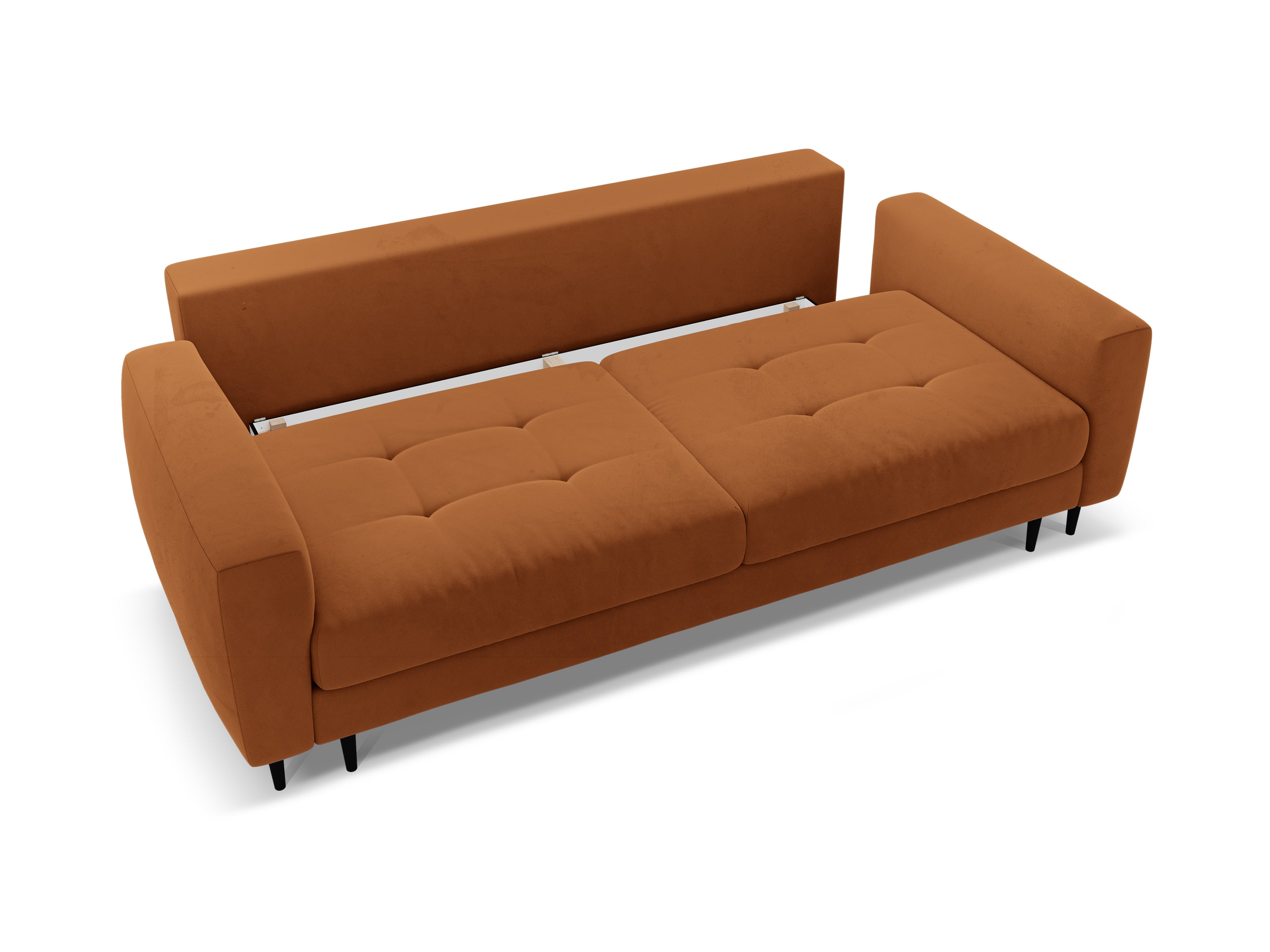 Velvet 3-Seater Sofa with Sleeping Function BEMY Terracotta