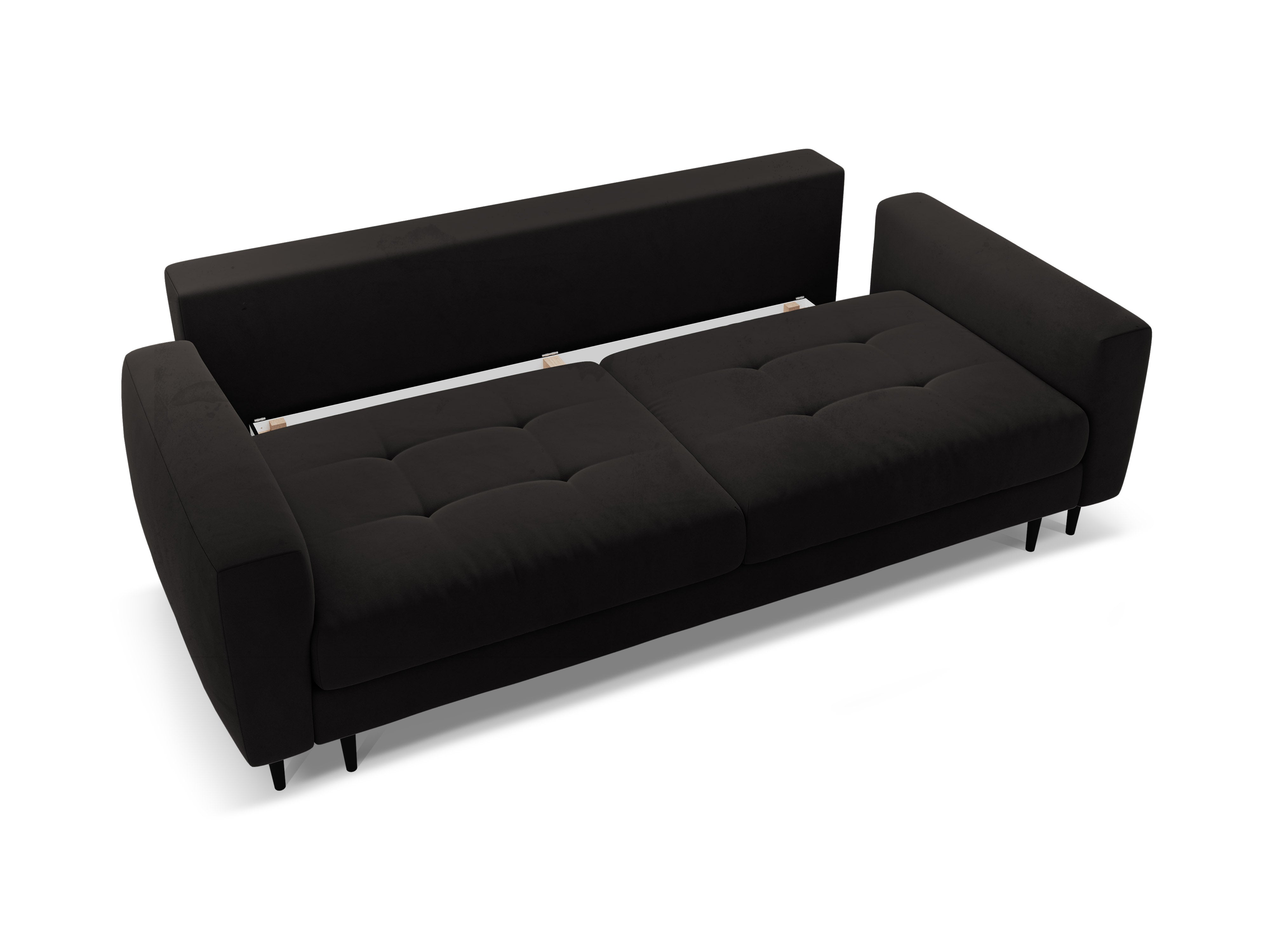 Sofa van fluweel voor 3 personen met slaapfunctie BEMY zwart