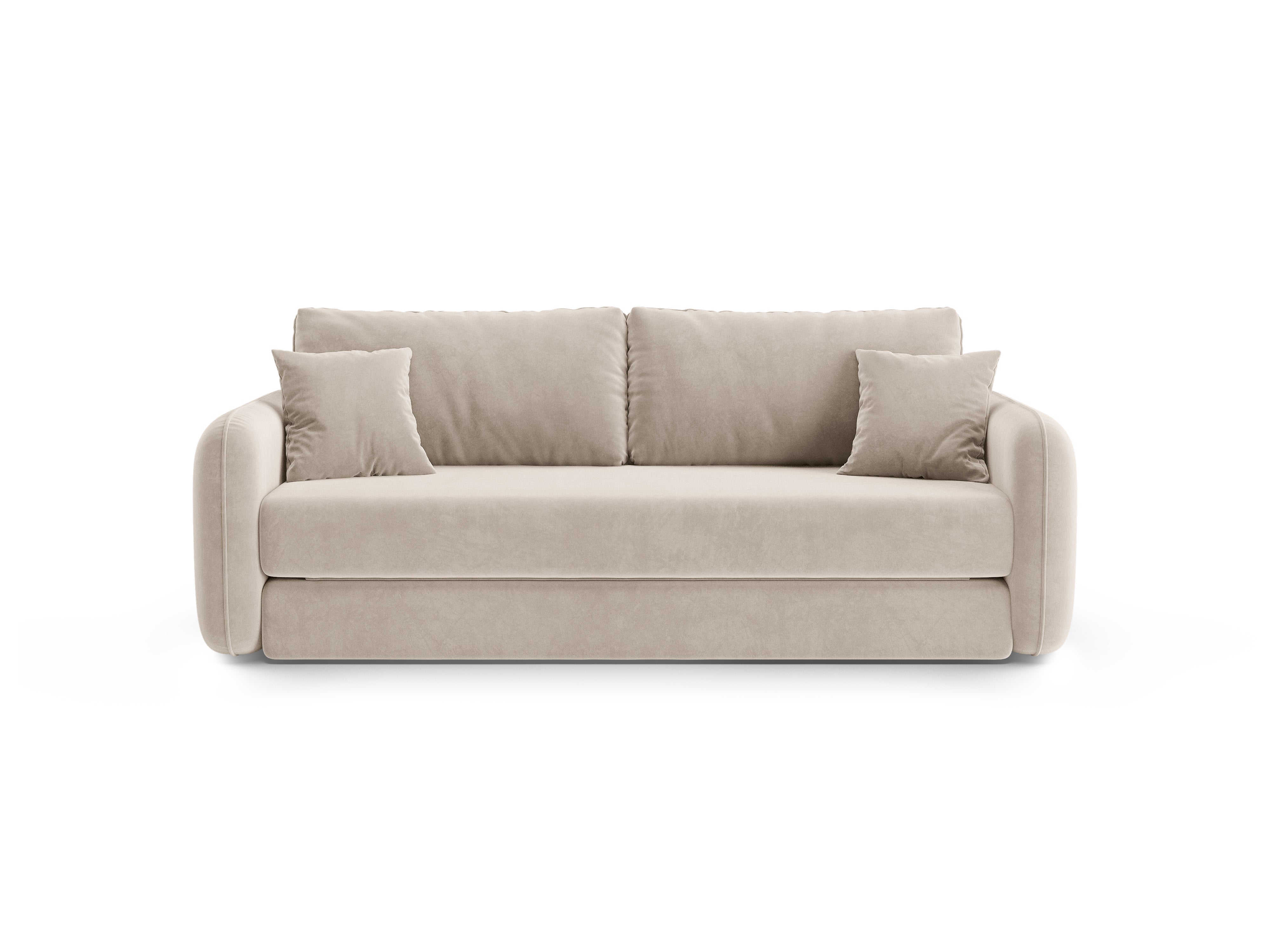 Beige 3-zits fluwelen slaapbank DORMI