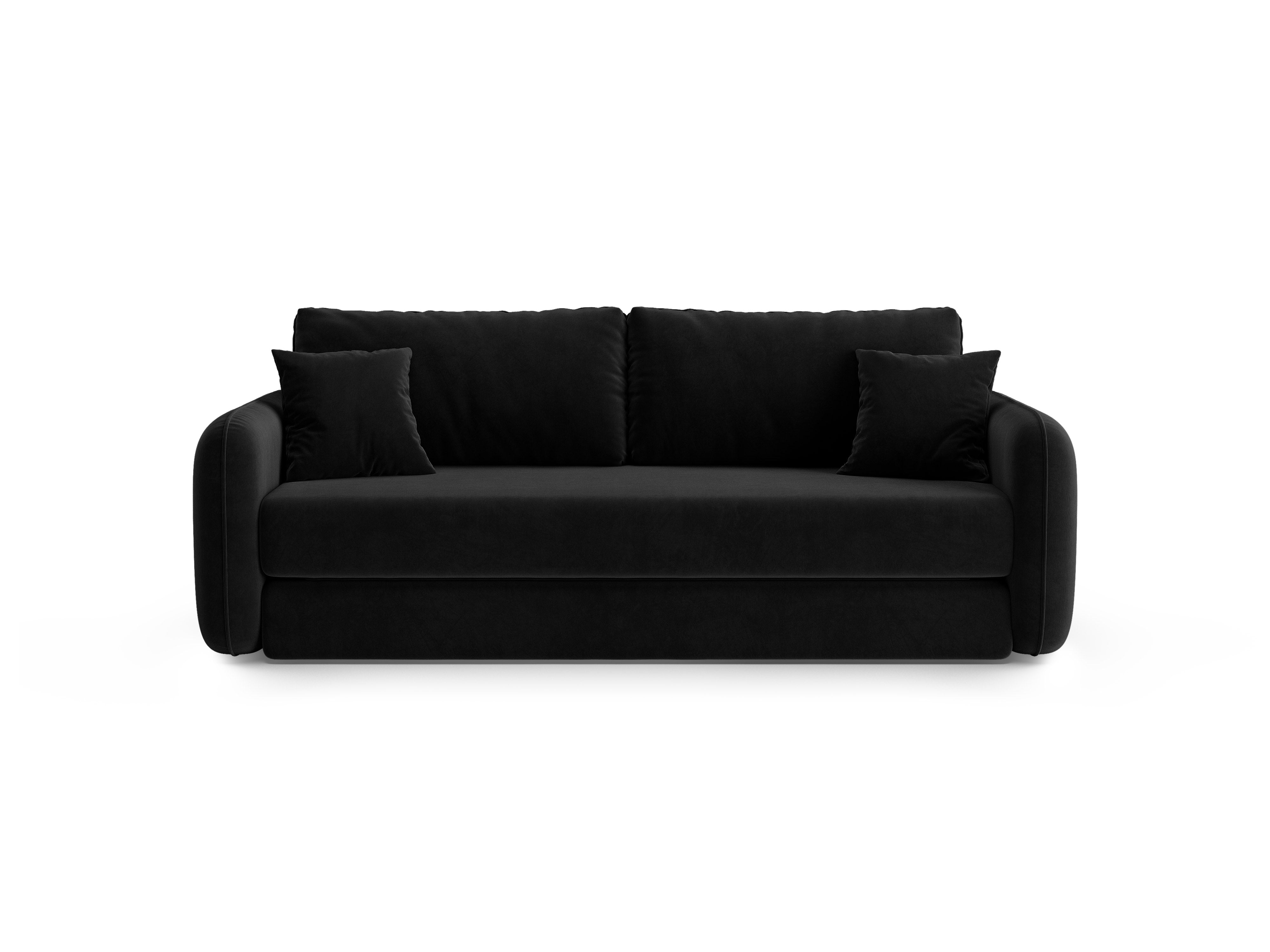 Sofa van fluweel voor 3 personen met slaapfunctie DORMI zwart