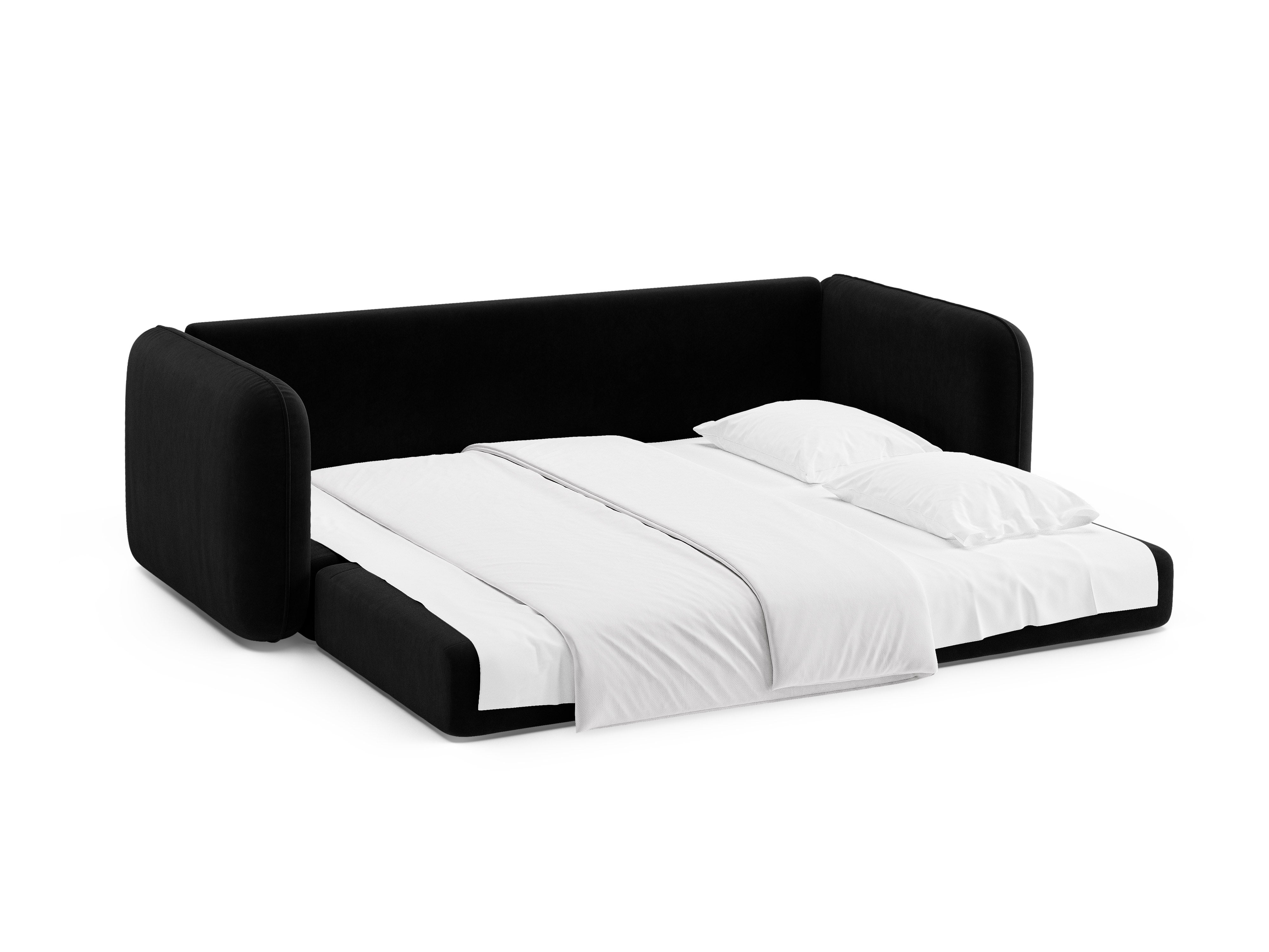 Sofa van fluweel voor 3 personen met slaapfunctie DORMI zwart