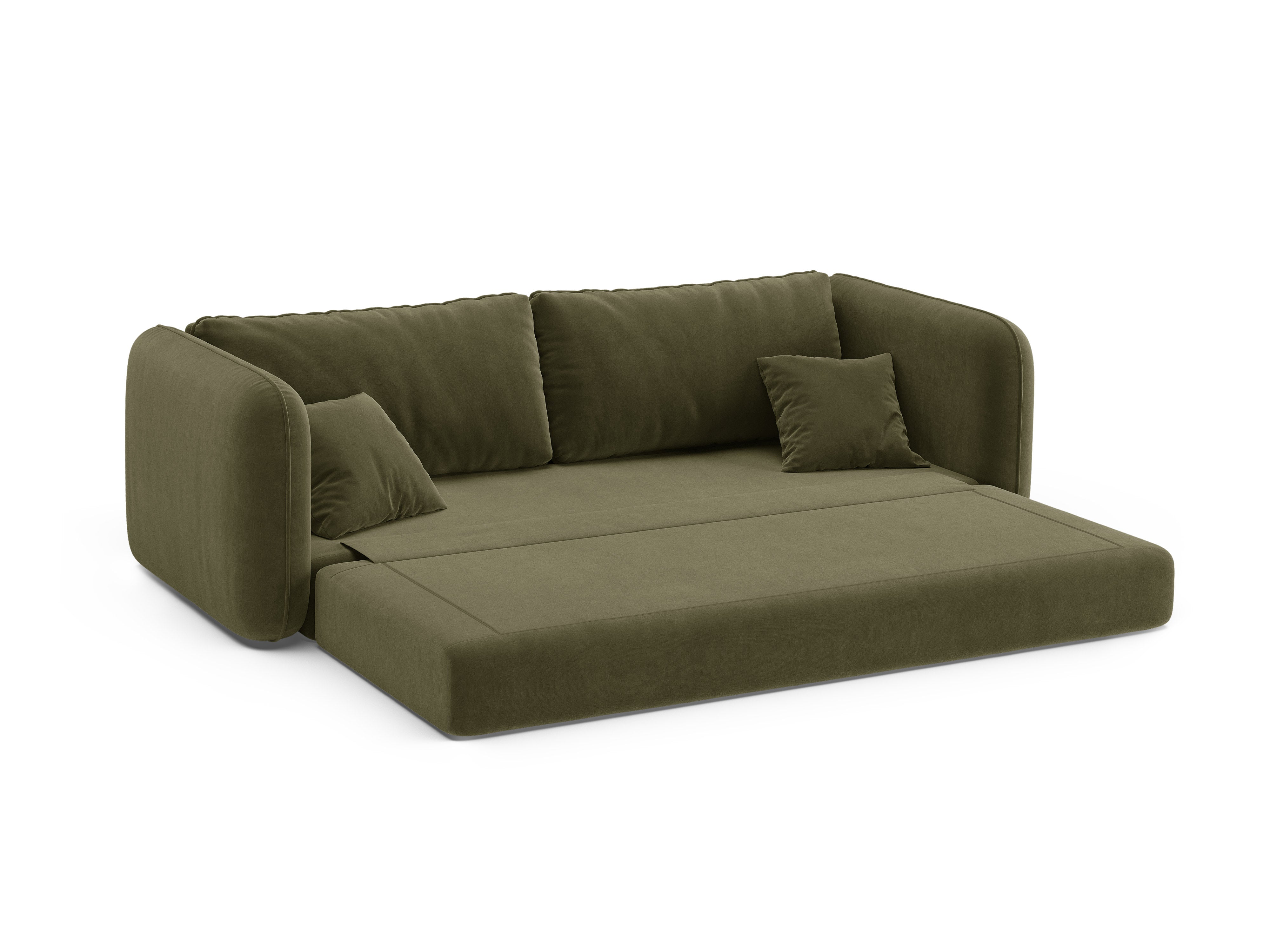 Groene 3-zits fluwelen bank met slaapfunctie DORMI