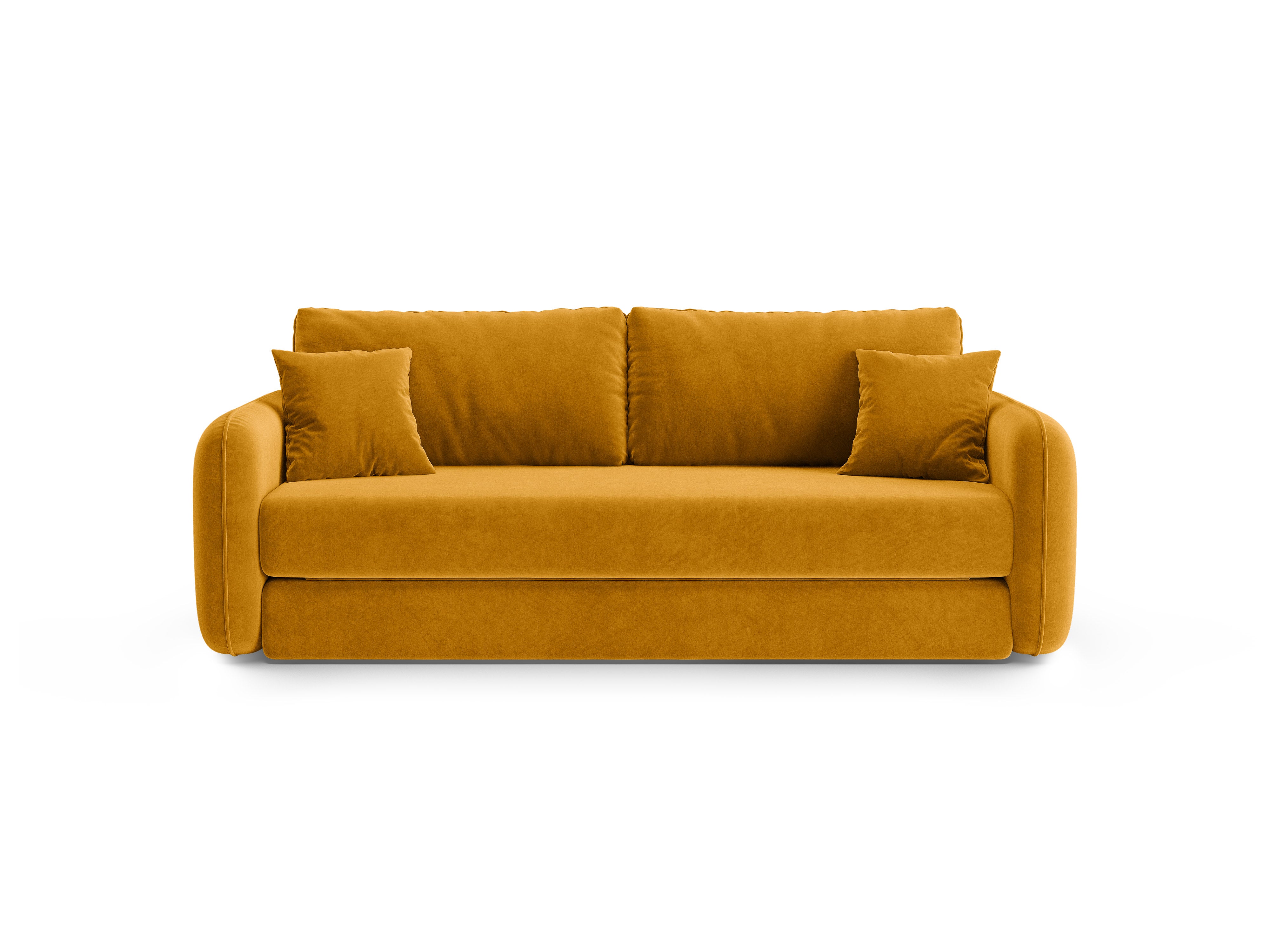 Sofa van fluweel 3-zits met slaapfunctie DORMI geel