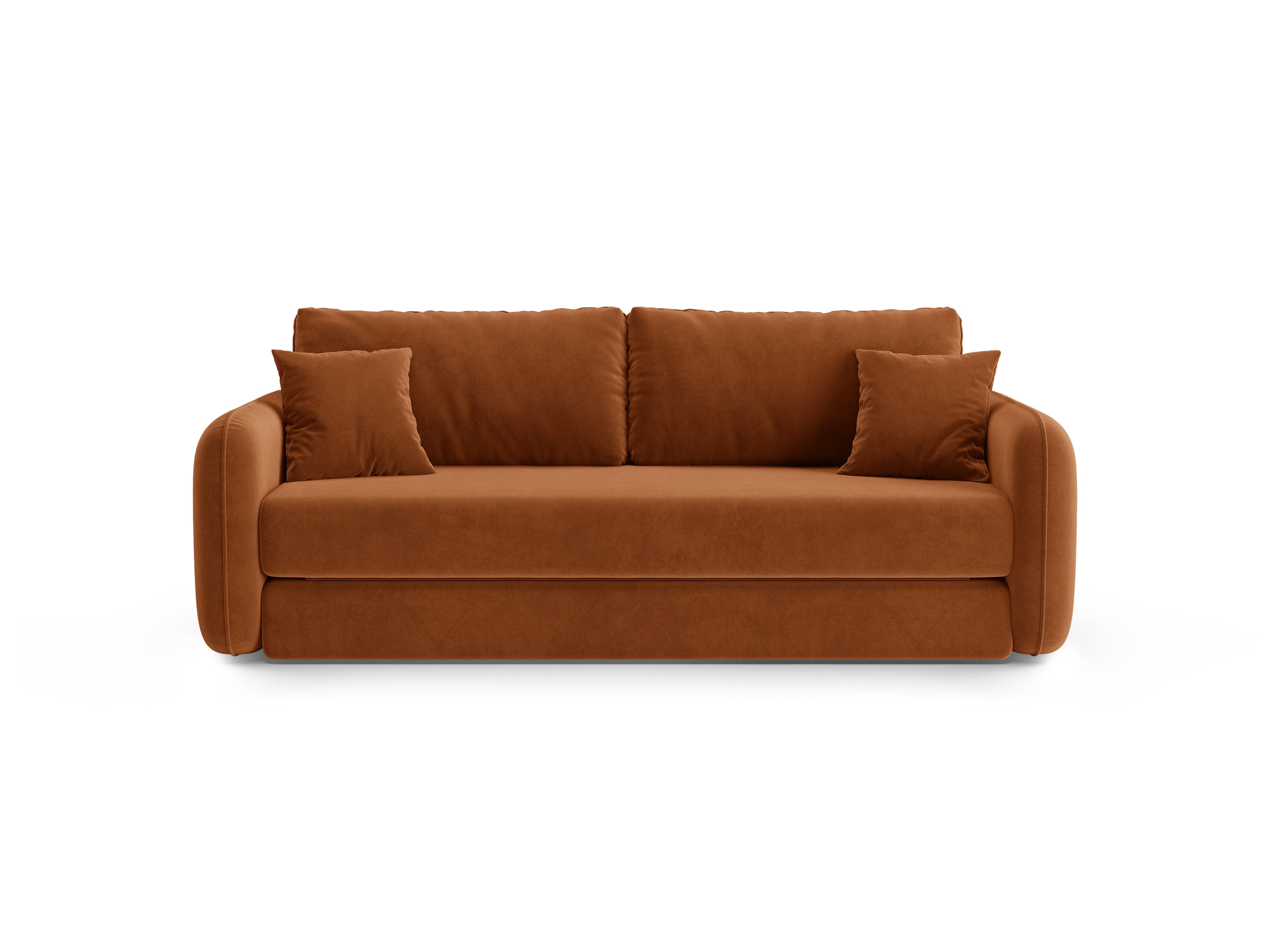 Sofa van fluweel voor 3 personen met slaapfunctie DORMI terracotta