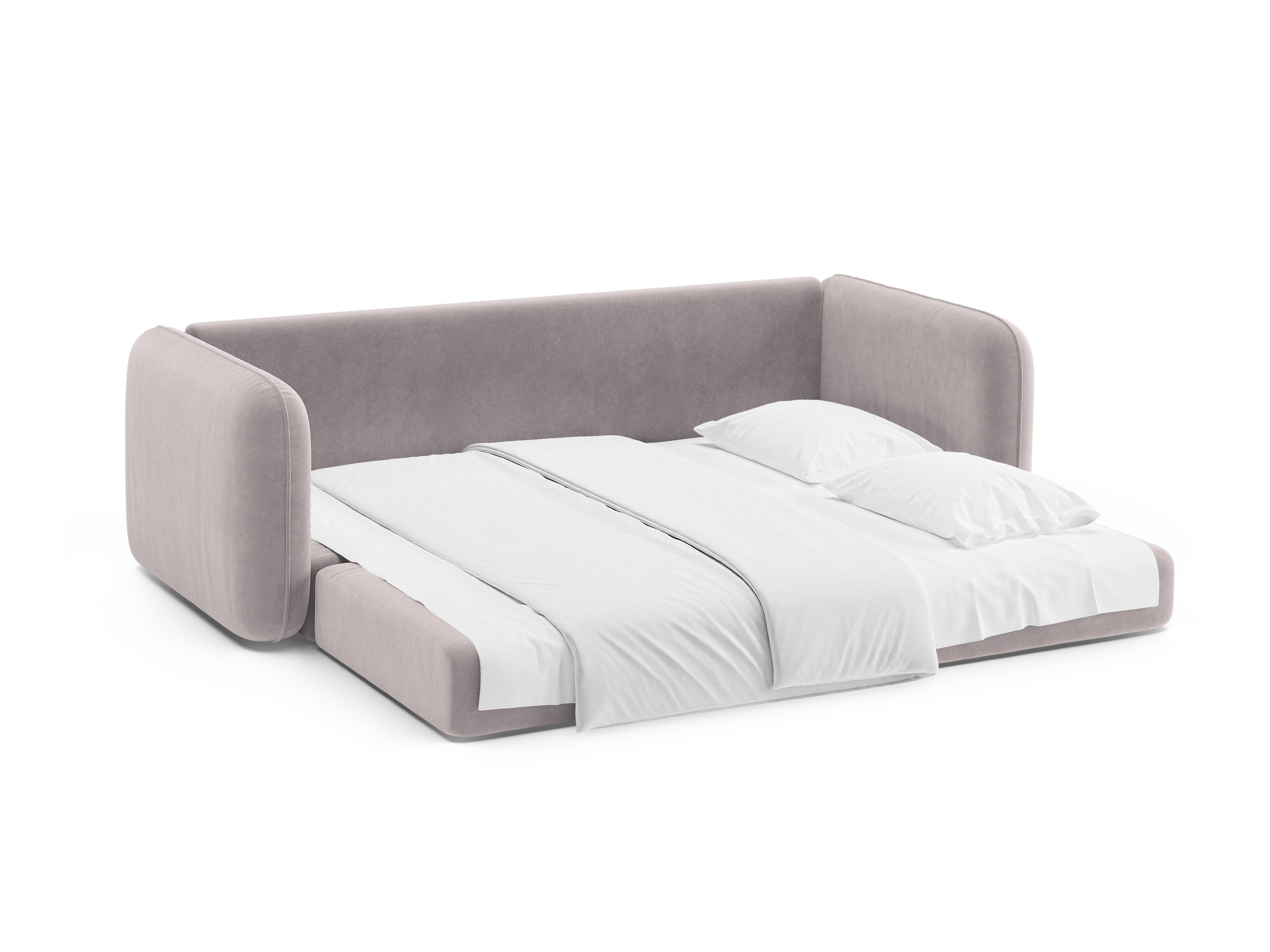 Sofa aus Samt für 3 Personen mit Schlaf-Funktion DORMI hellgrau