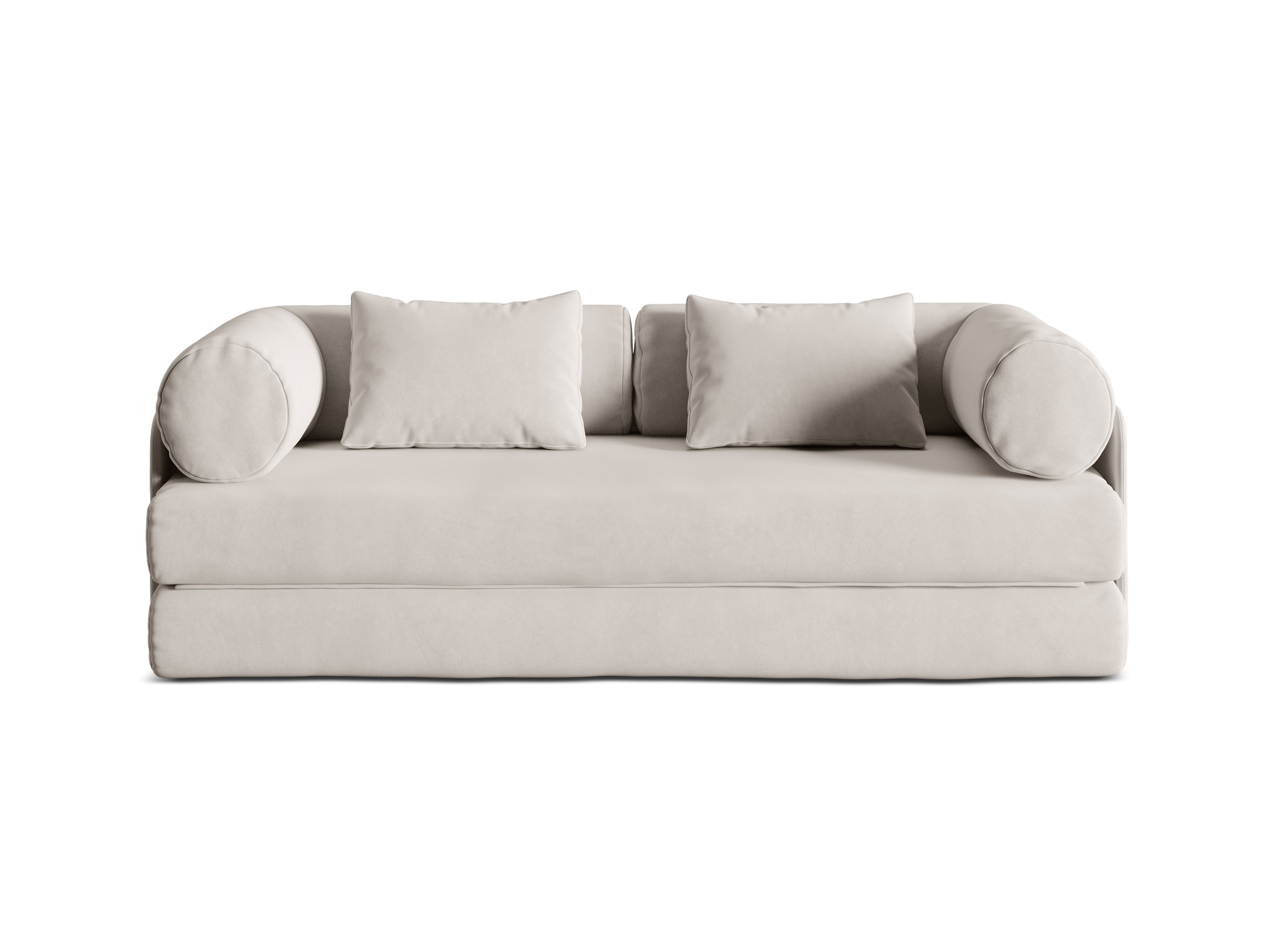 DROOMZACHTIGE beige 3-zits fluwelen bank met slaapfunctie