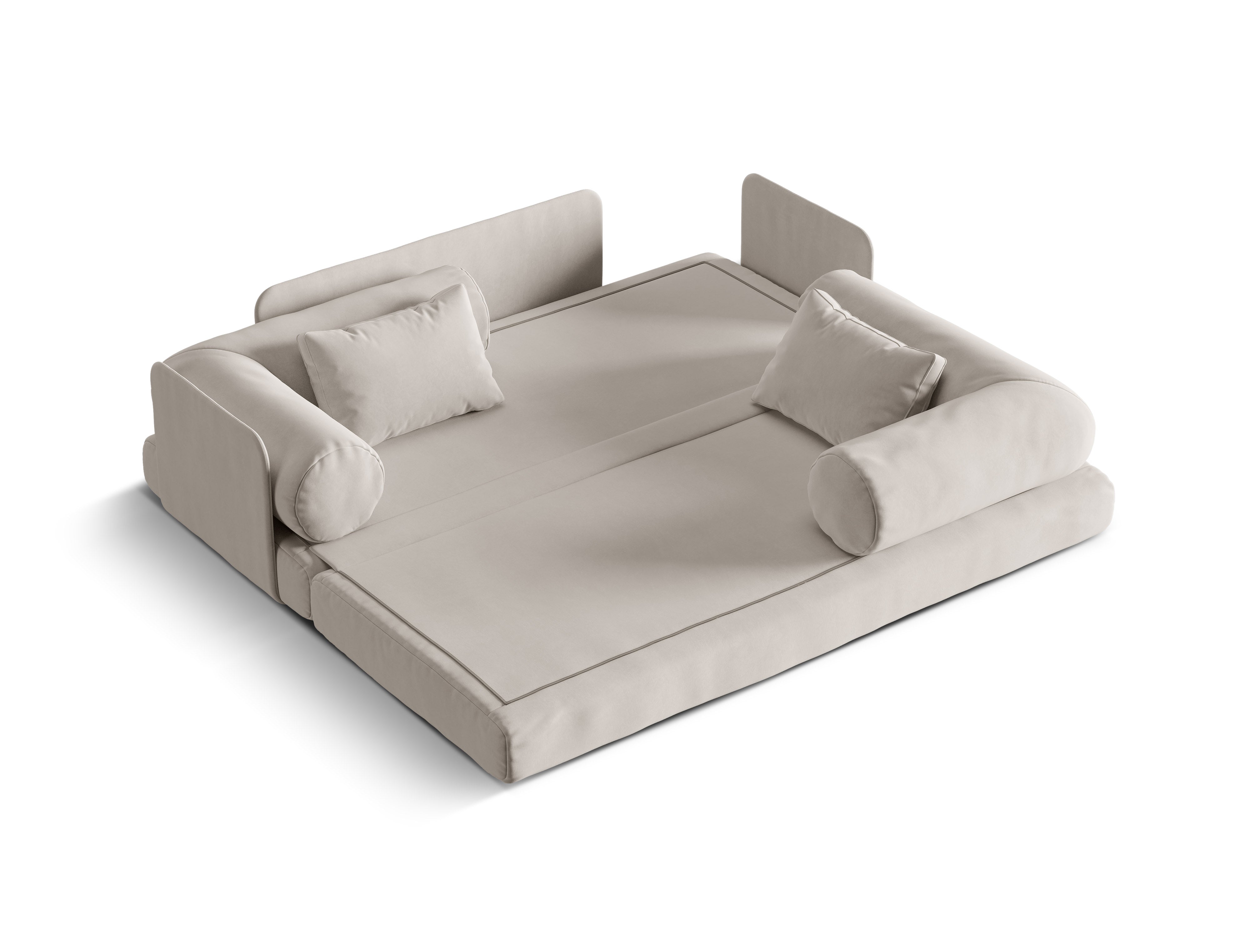 DROOMZACHTIGE beige 3-zits fluwelen bank met slaapfunctie