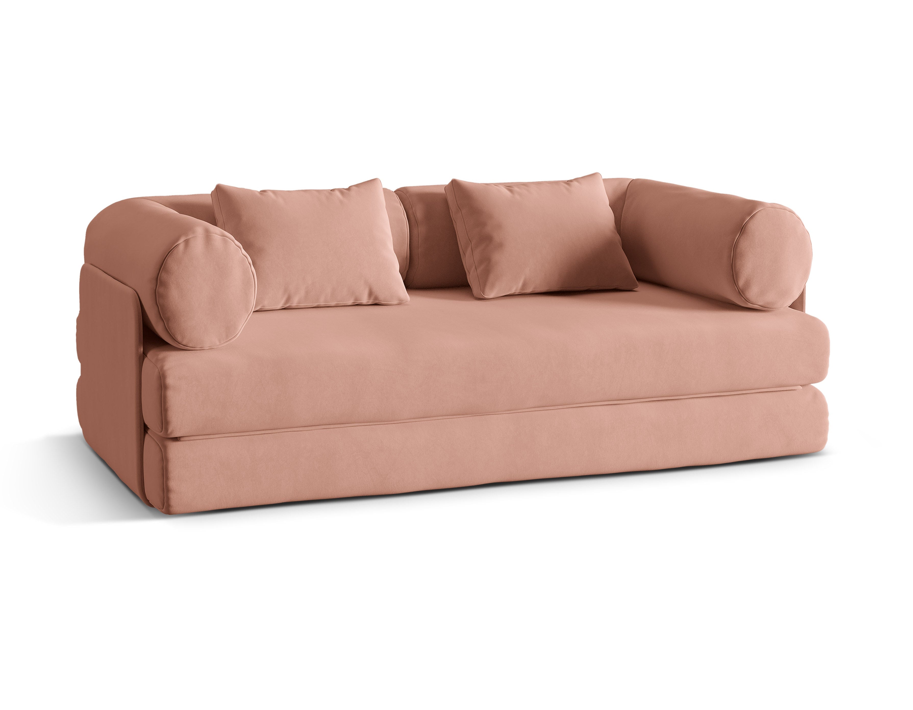 DREAMY roze 3-zits fluwelen bank met slaapfunctie