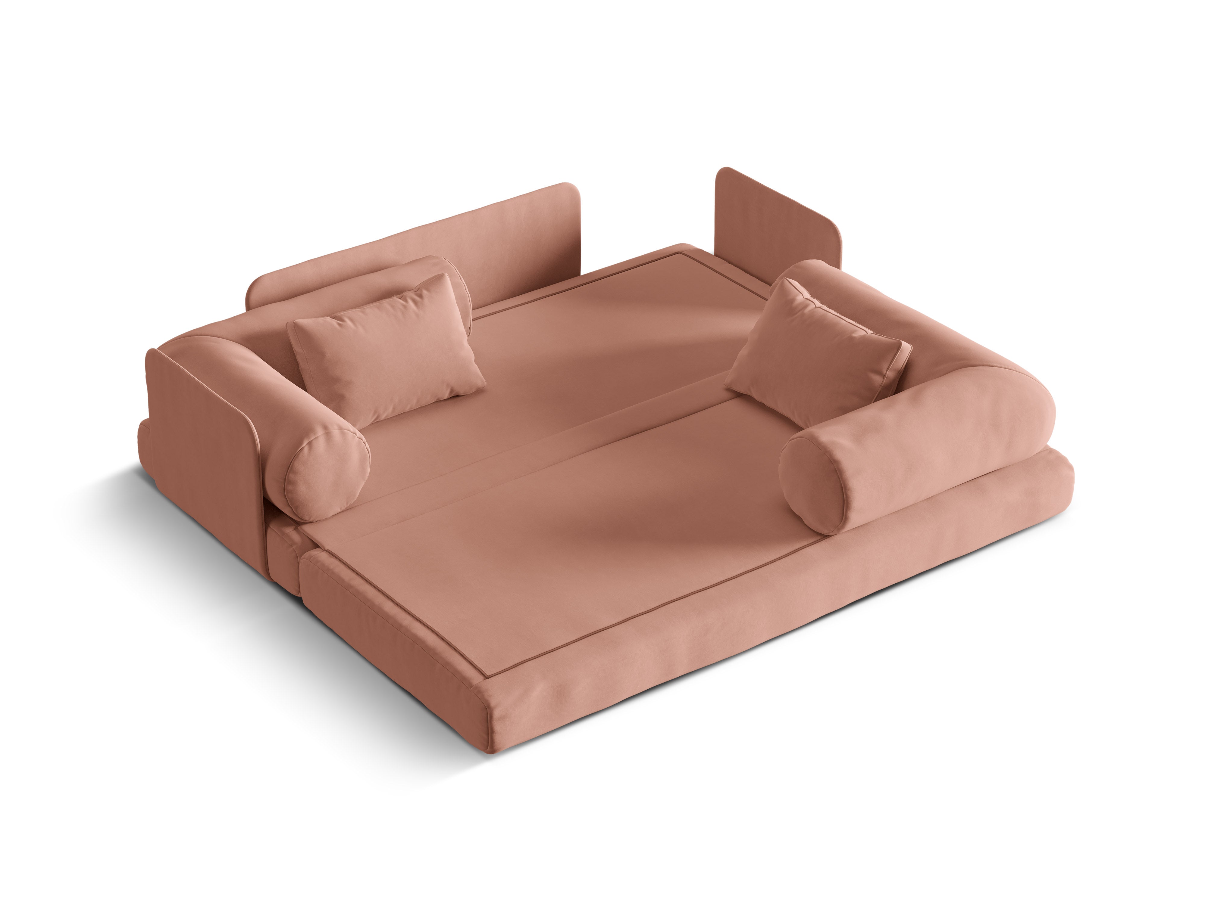 DREAMY roze 3-zits fluwelen bank met slaapfunctie