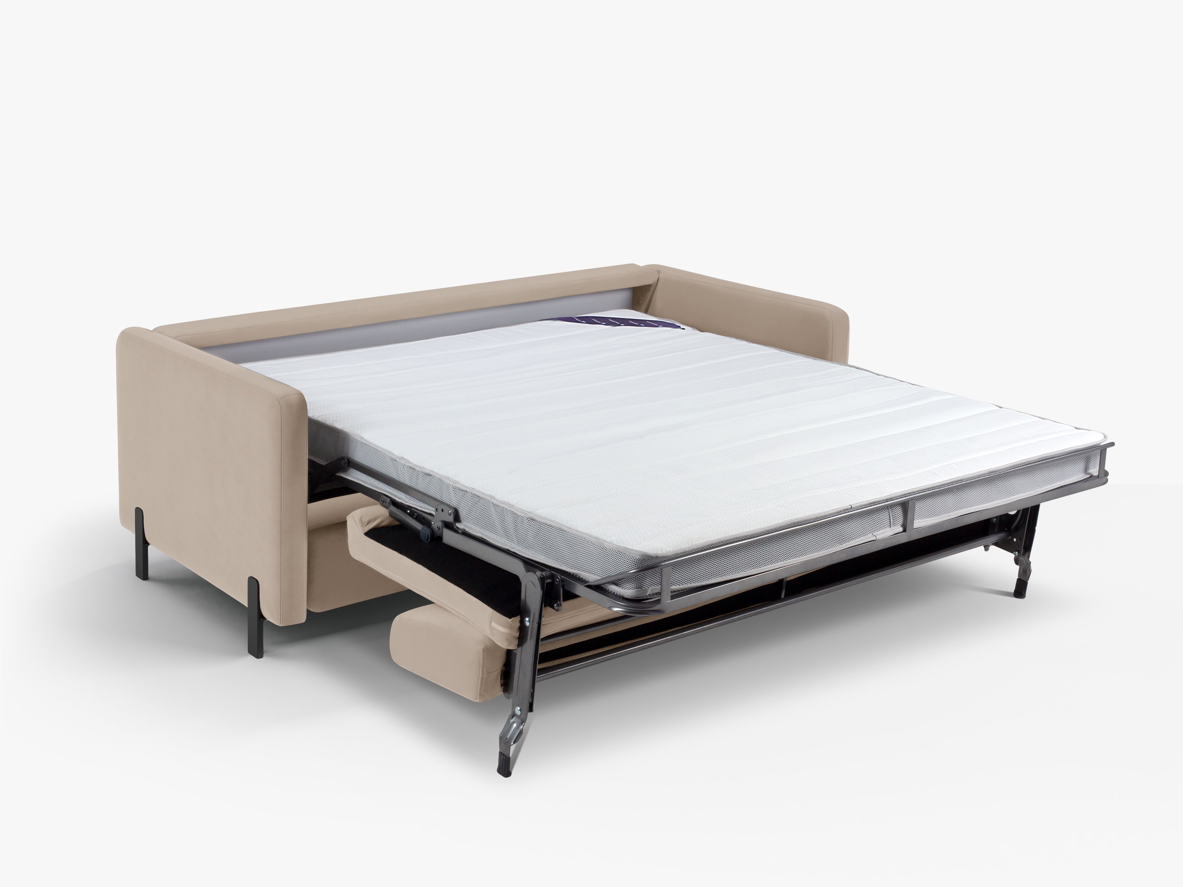 Beige 3-zits fluwelen bank met slaapfunctie GLORIA