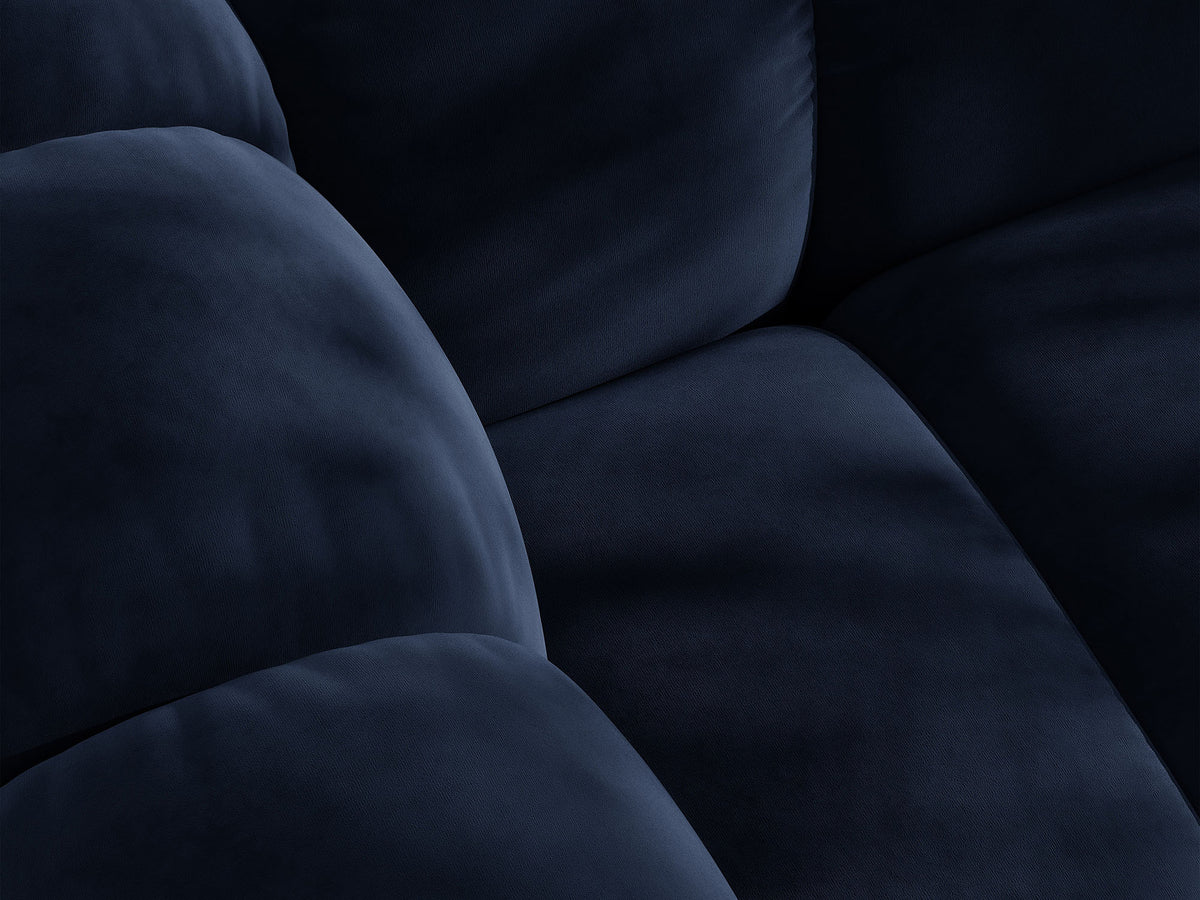 Sofa aksamitna 3-osobowa z funkcją spania LUPINE granatowy – ujęcie 6