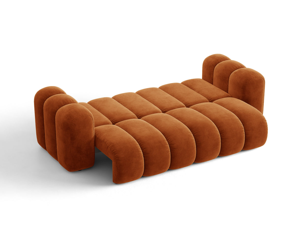 Sofa aksamitna 3-osobowa z funkcją spania LUPINE ceglany – ujęcie 2