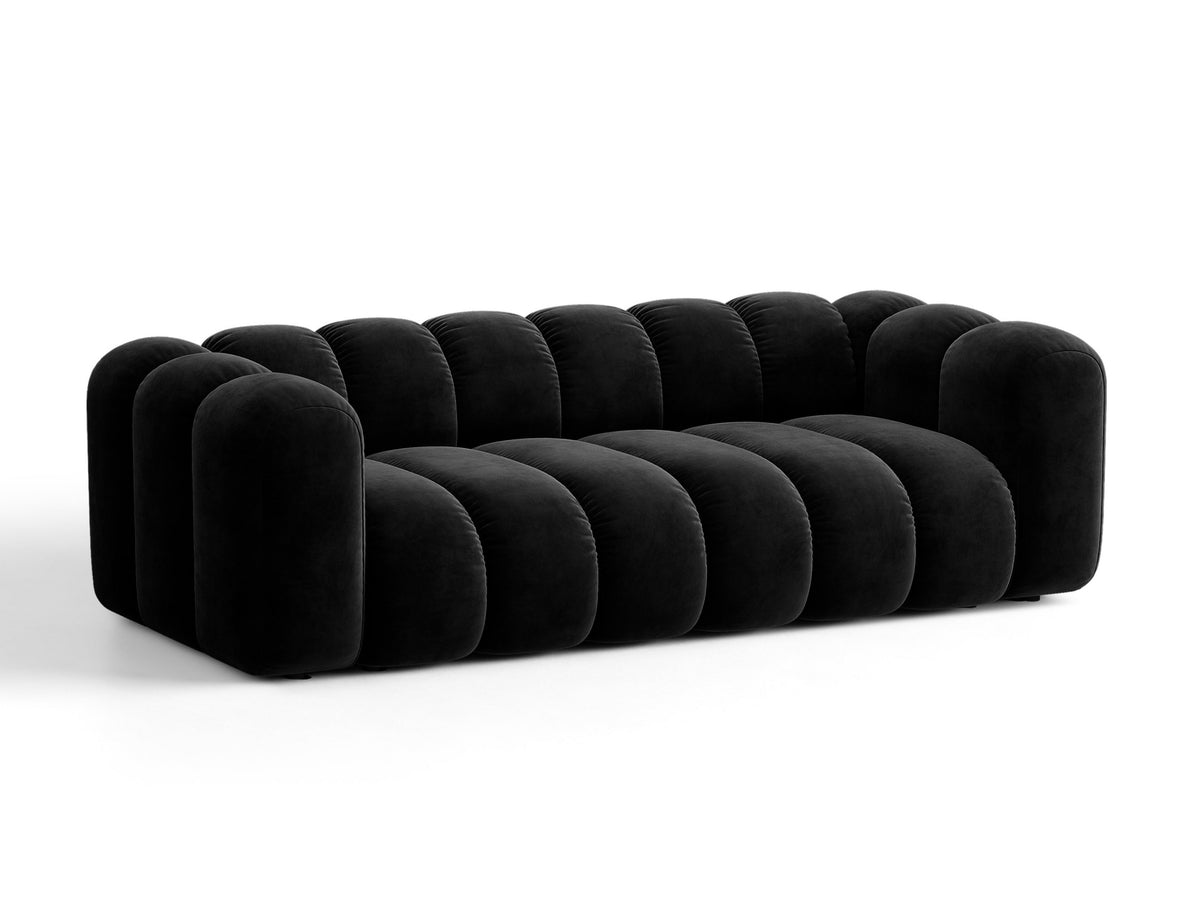 Sofa aksamitna 3-osobowa z funkcją spania LUPINE czarny – ujęcie 3