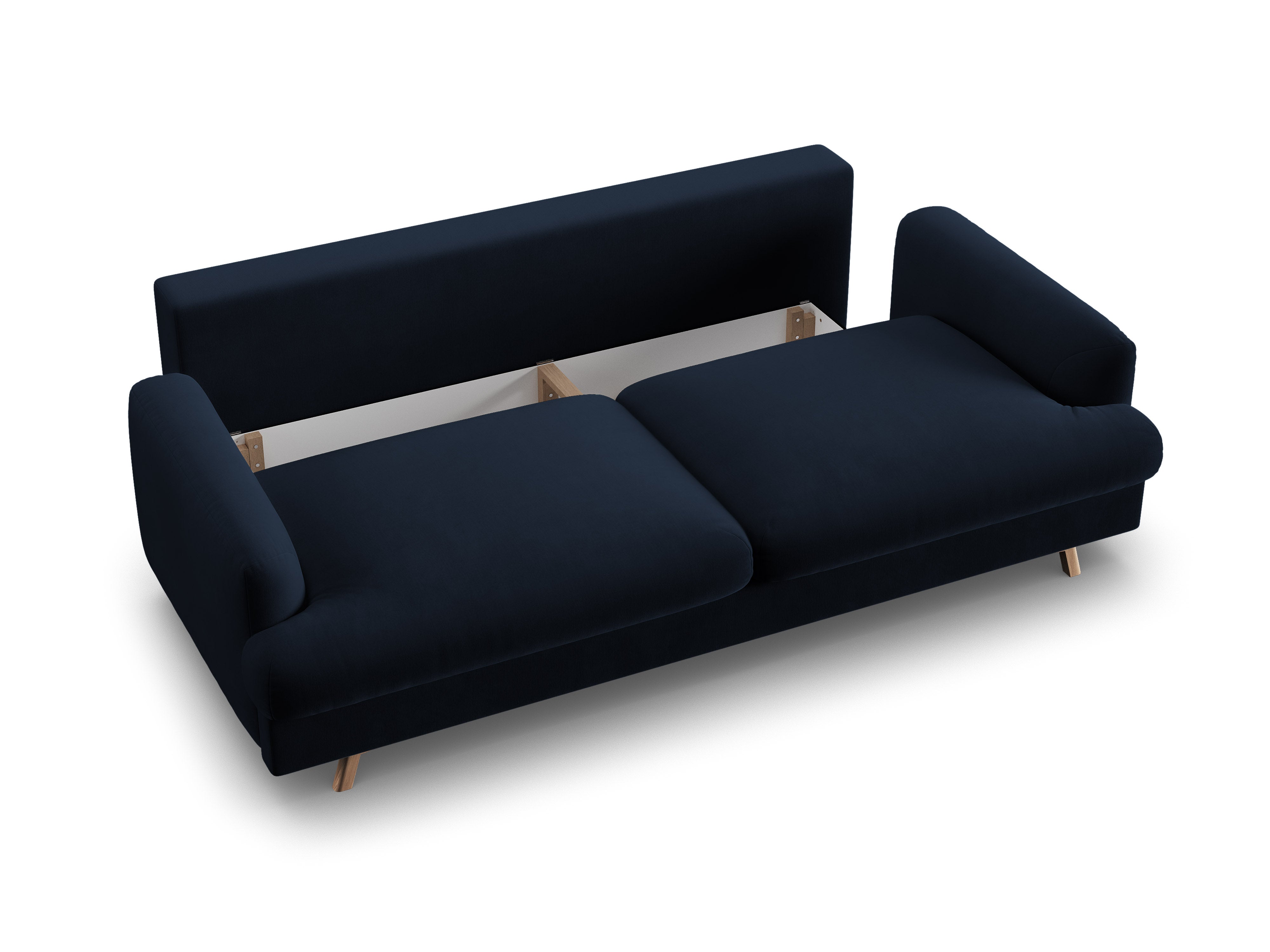Sofa aus Samt für 3 Personen mit Schlaf-Funktion NAOMI königsblau
