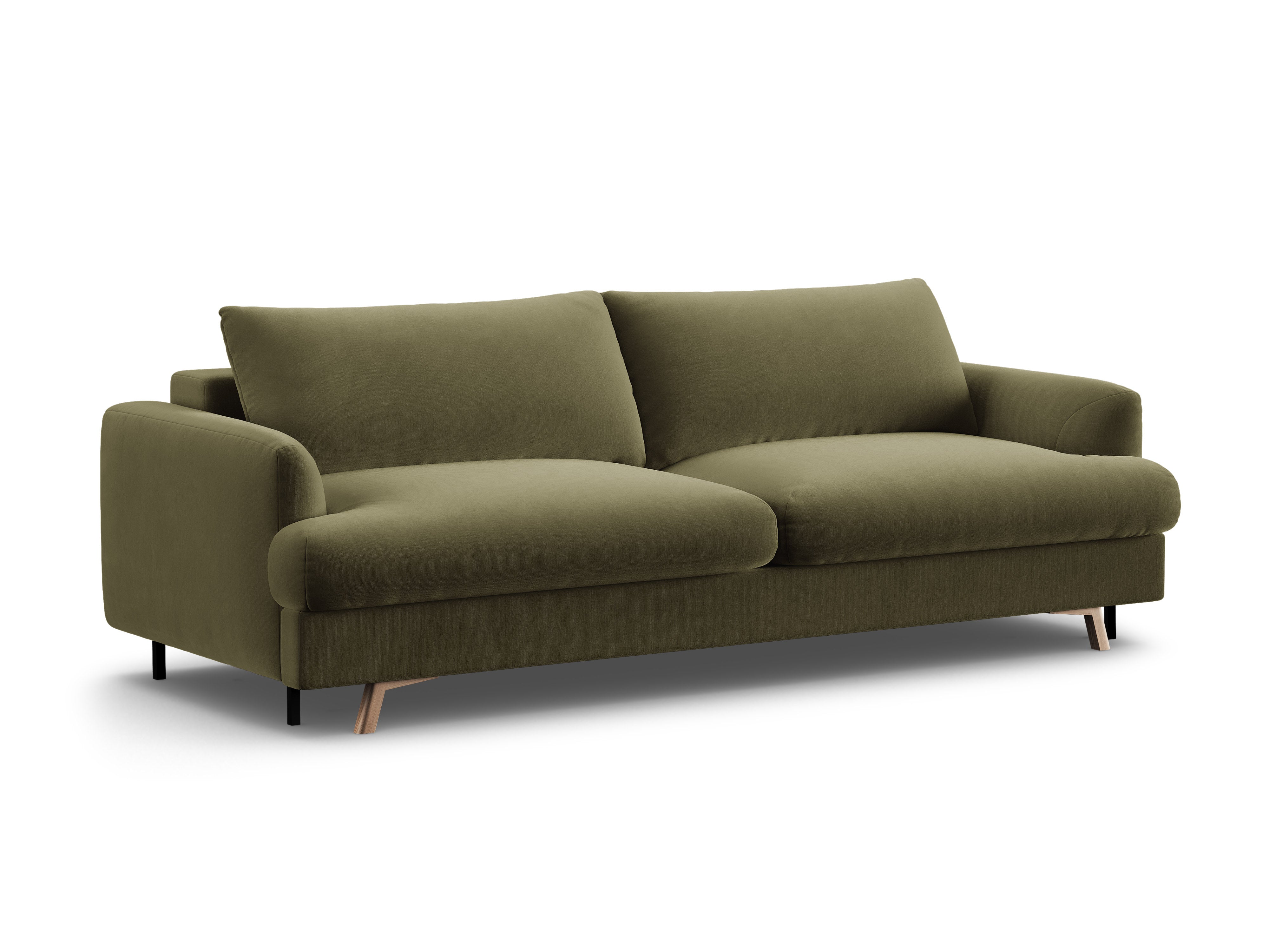Sofa van fluweel 3-zits met slaapfunctie NAOMI groen