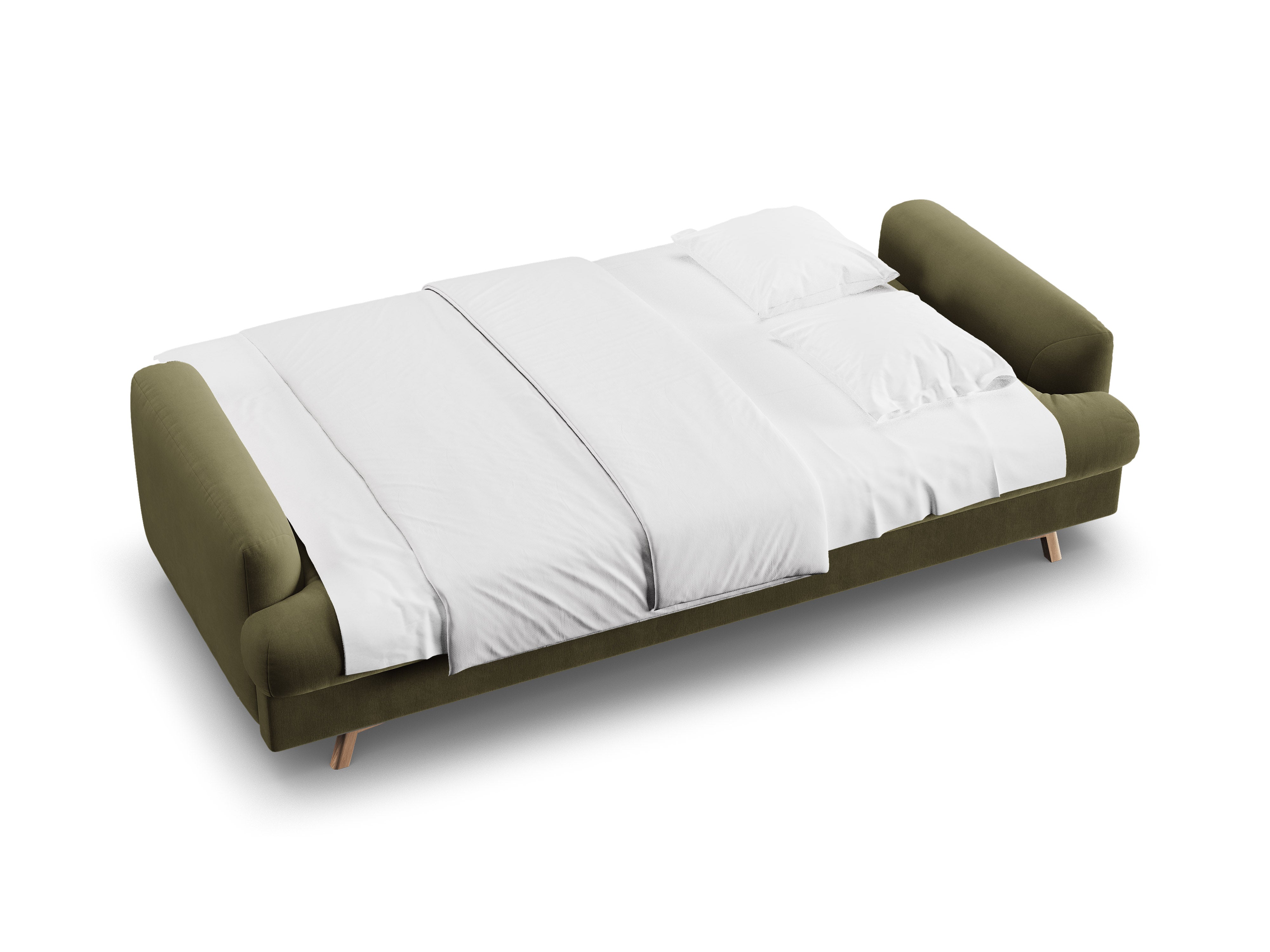 Sofa van fluweel 3-zits met slaapfunctie NAOMI groen