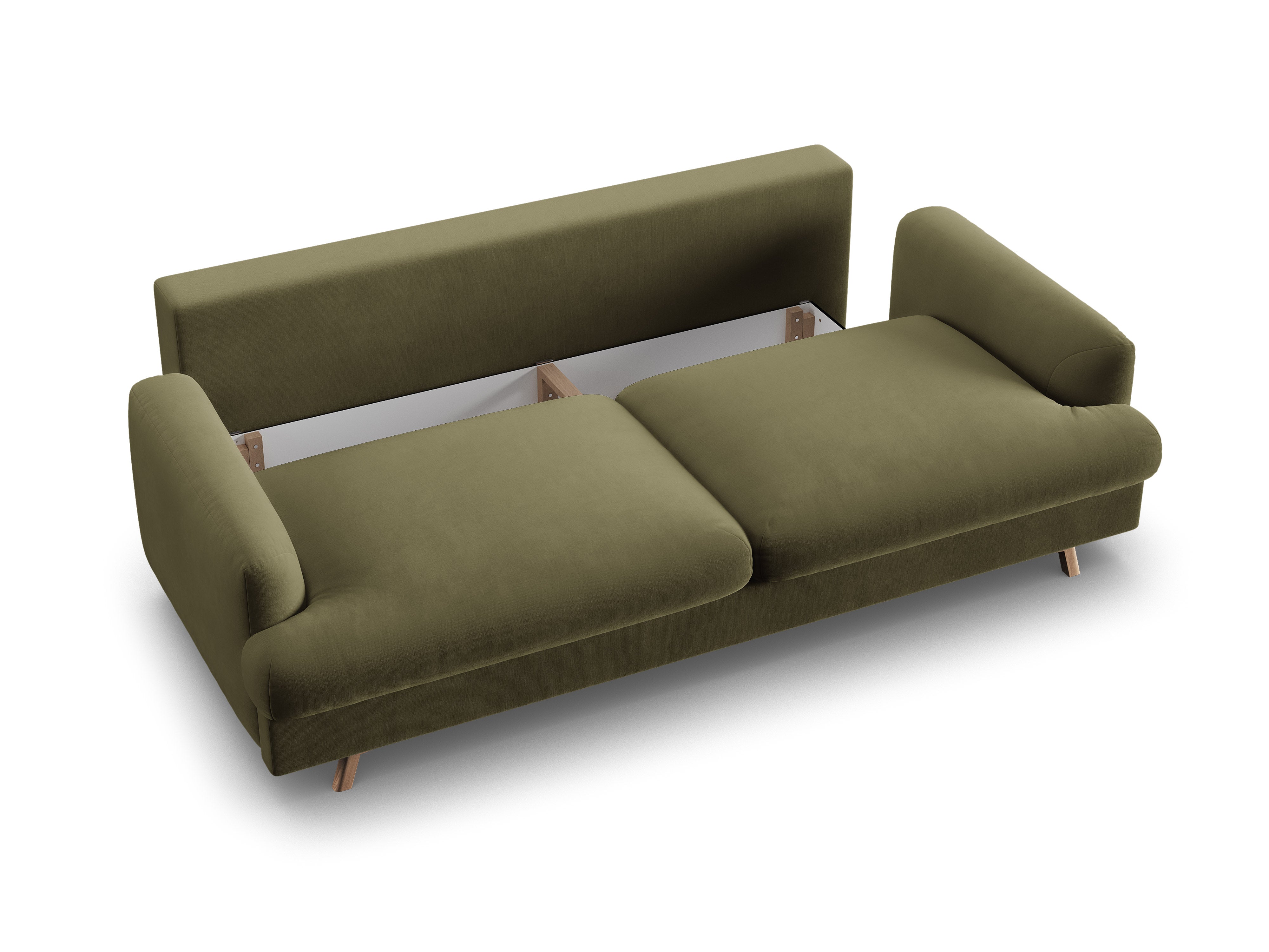 Sofa van fluweel 3-zits met slaapfunctie NAOMI groen