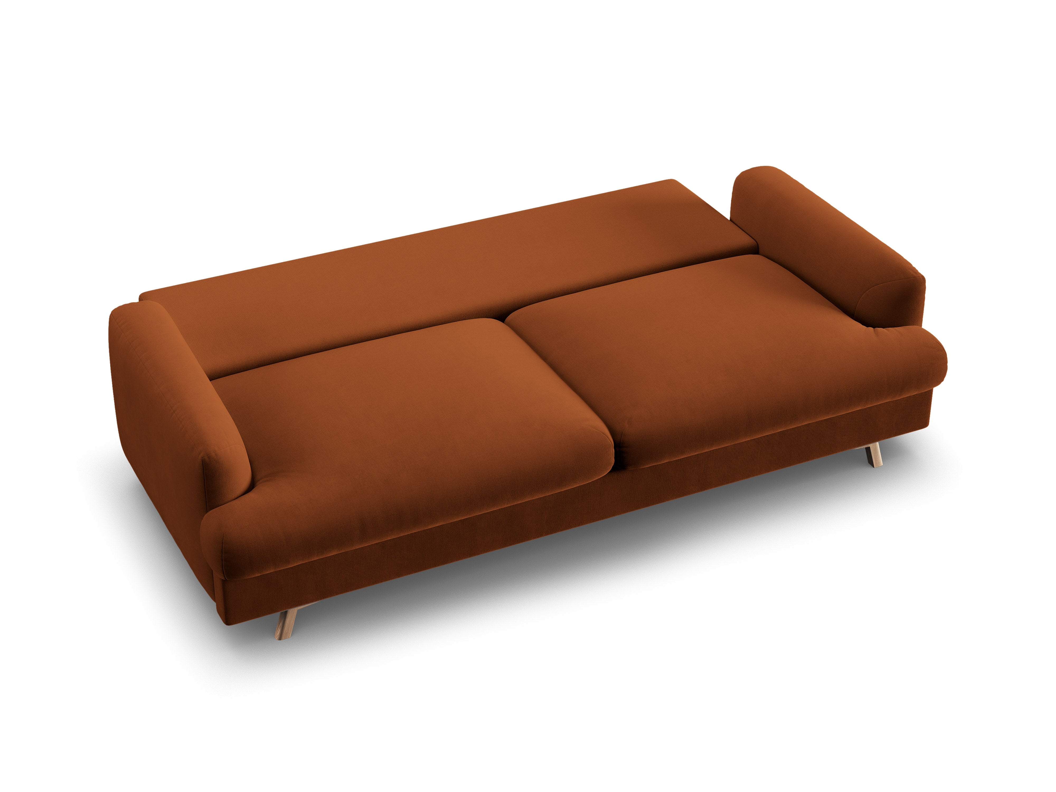 Sofa van fluweel 3-zits met slaapfunctie NAOMI terracotta