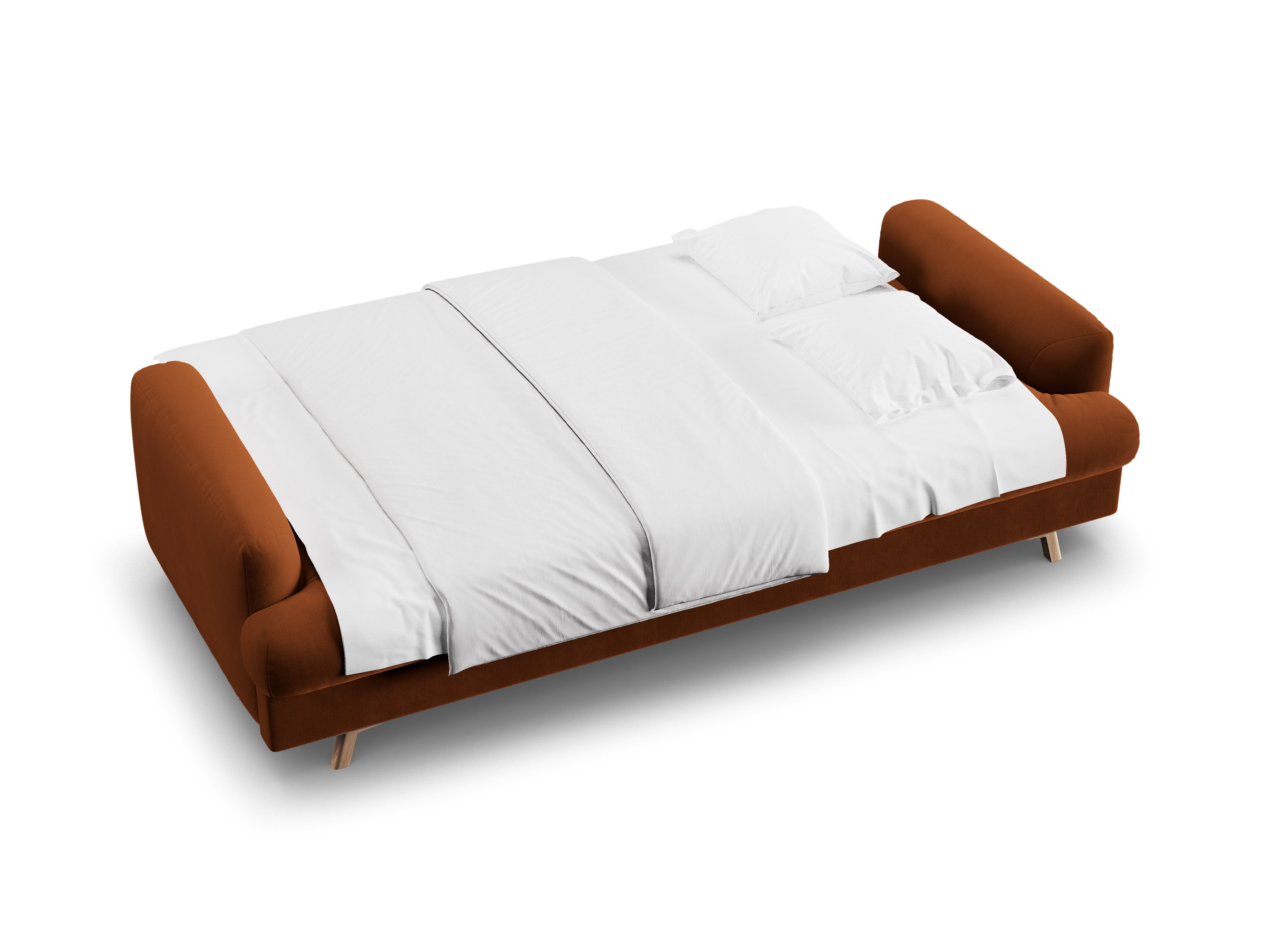 Sofa van fluweel 3-zits met slaapfunctie NAOMI terracotta