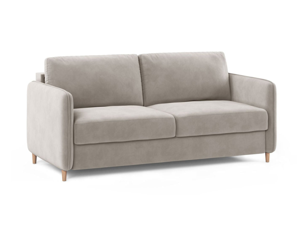 Sofa aksamitna 3-osobowa z funkcją spania SIMO beżowy – ujęcie 2