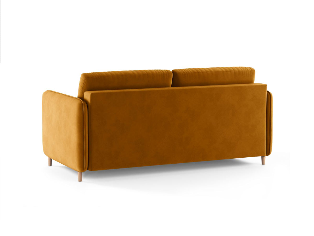 Sofa aksamitna 3-osobowa z funkcją spania SIMO żółty – ujęcie 4
