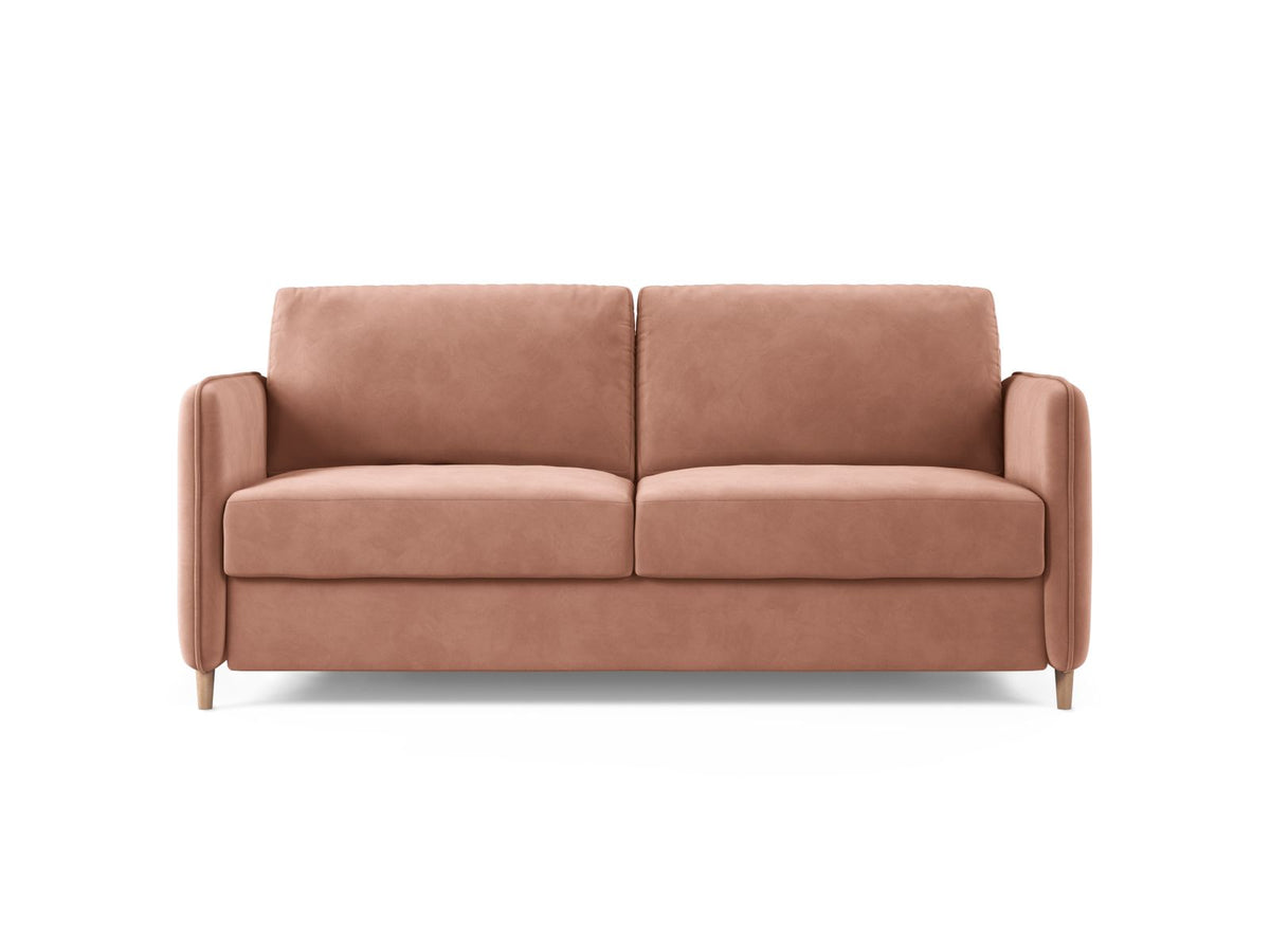 Sofa aksamitna 3-osobowa z funkcją spania SIMO różowy – Micadoni